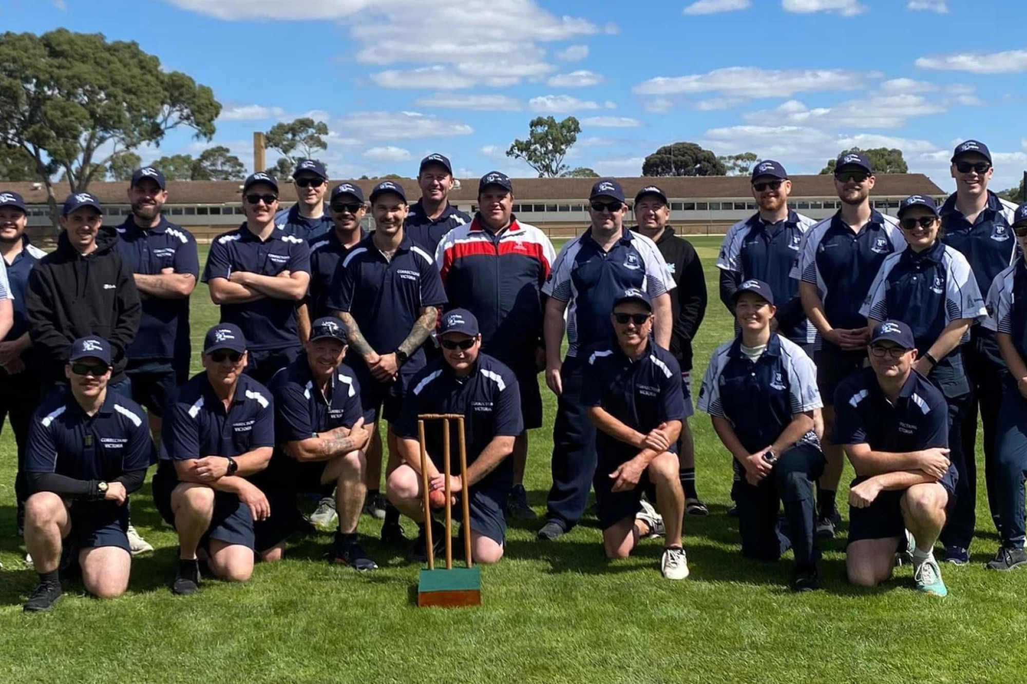 Teams form Ararat Police and Hopkins Corrections assemble for the return of the annual 'Catchers vs Keepers' cricket match fundraiser. Picture supplied