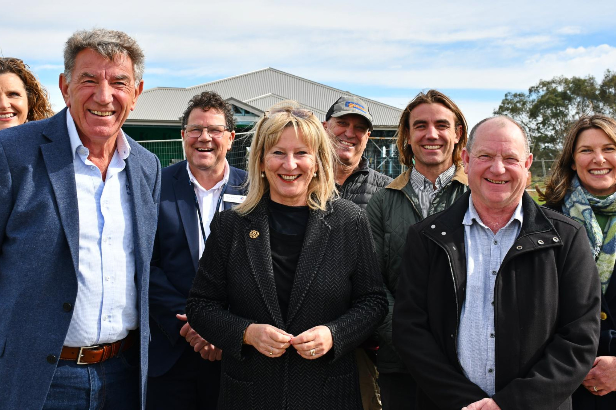 Greenhill Lake Estate director Max Perovich, left, with Regional Development minister Gayle Tierney and Ararat Rural City Council mayor Bob Sanders. Picture by Ben Fraser