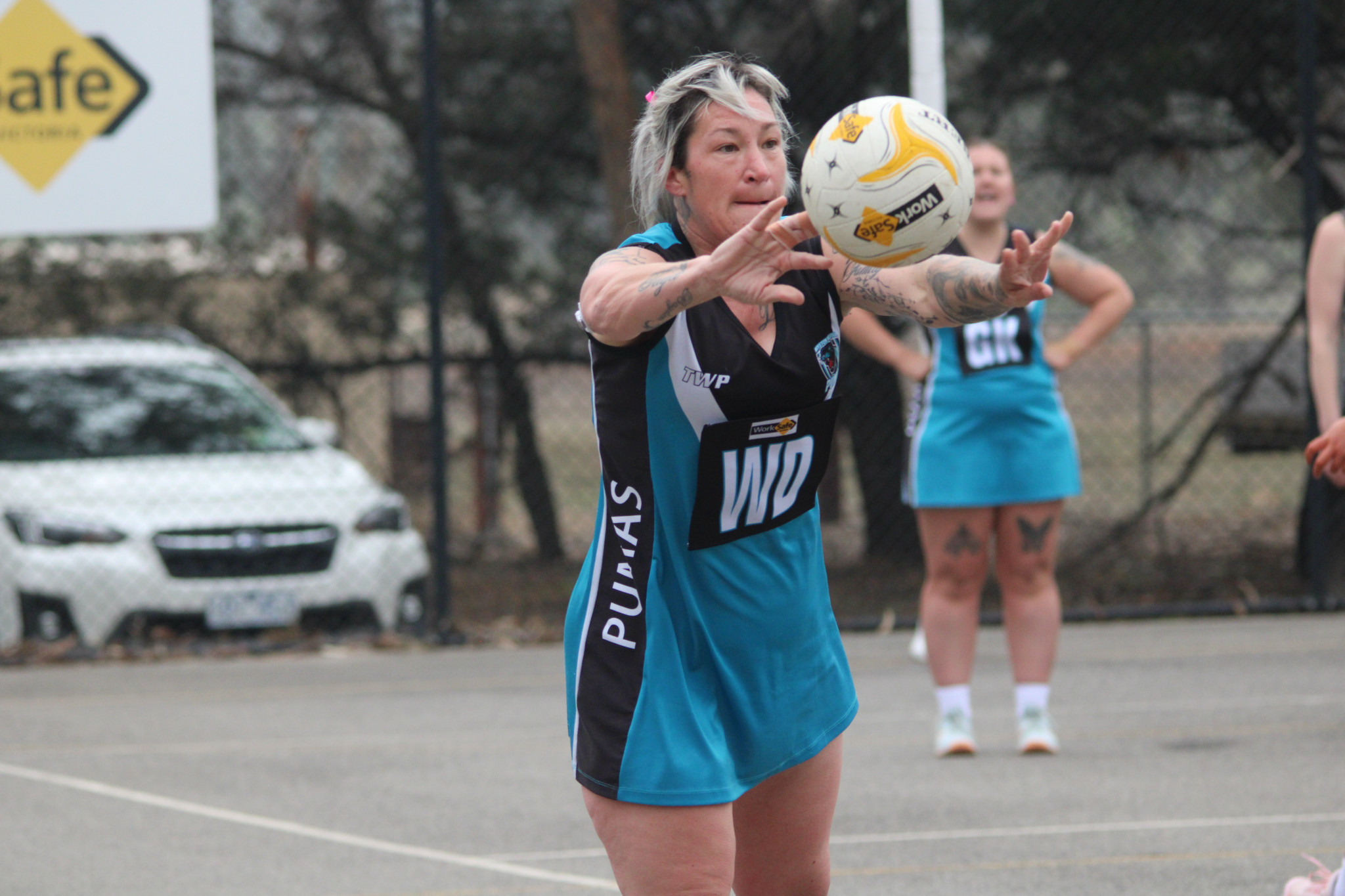 Collette Purbrick (Pumas) played a sensational game at wing defence. PHOTO: CHRIS GRAETZ