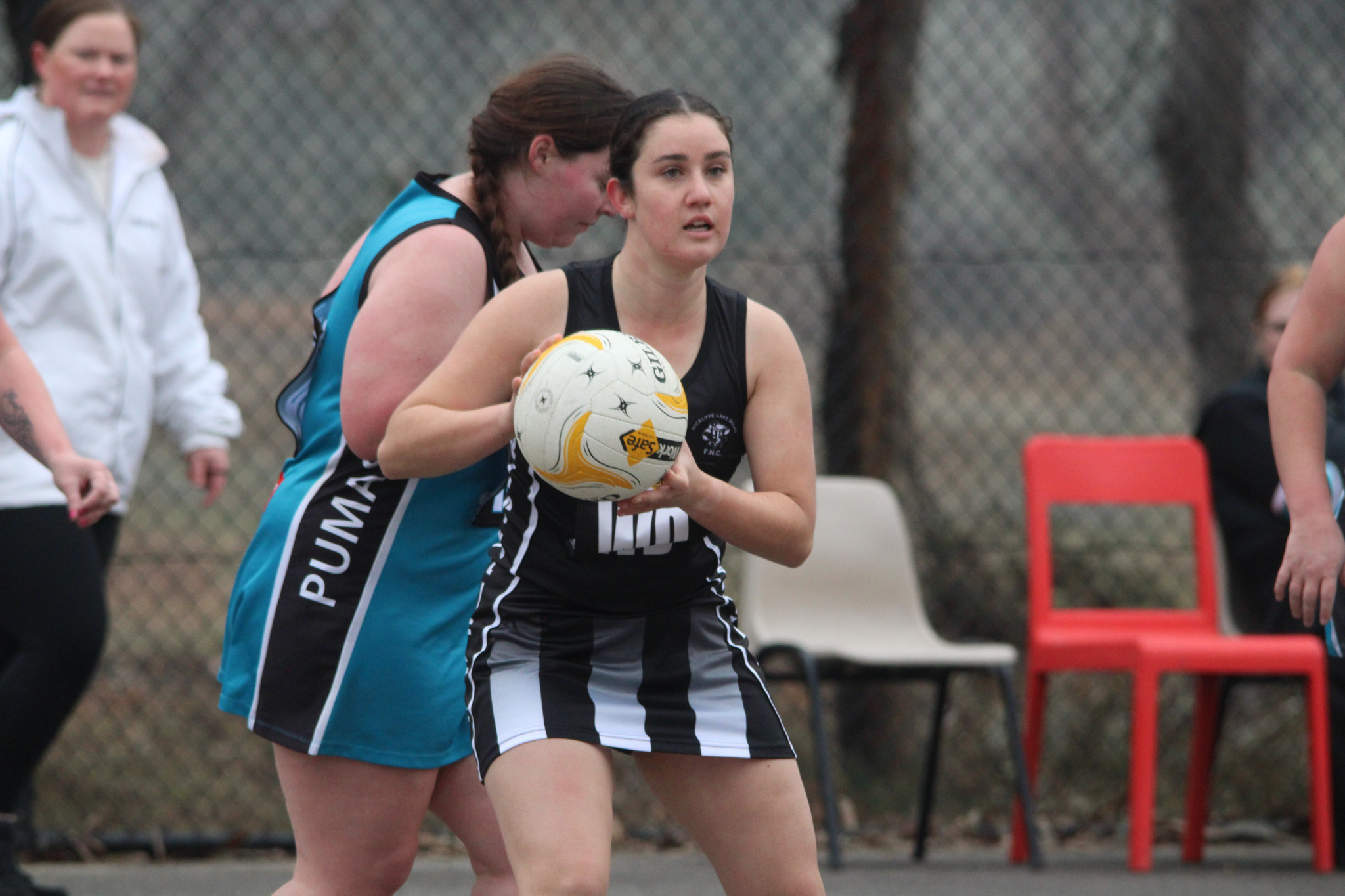 Grace Abela (Wickliffe Lake Bolac Magpies) played a great game at wing defence creating plays. PHOTO: CHRIS GRAETZ