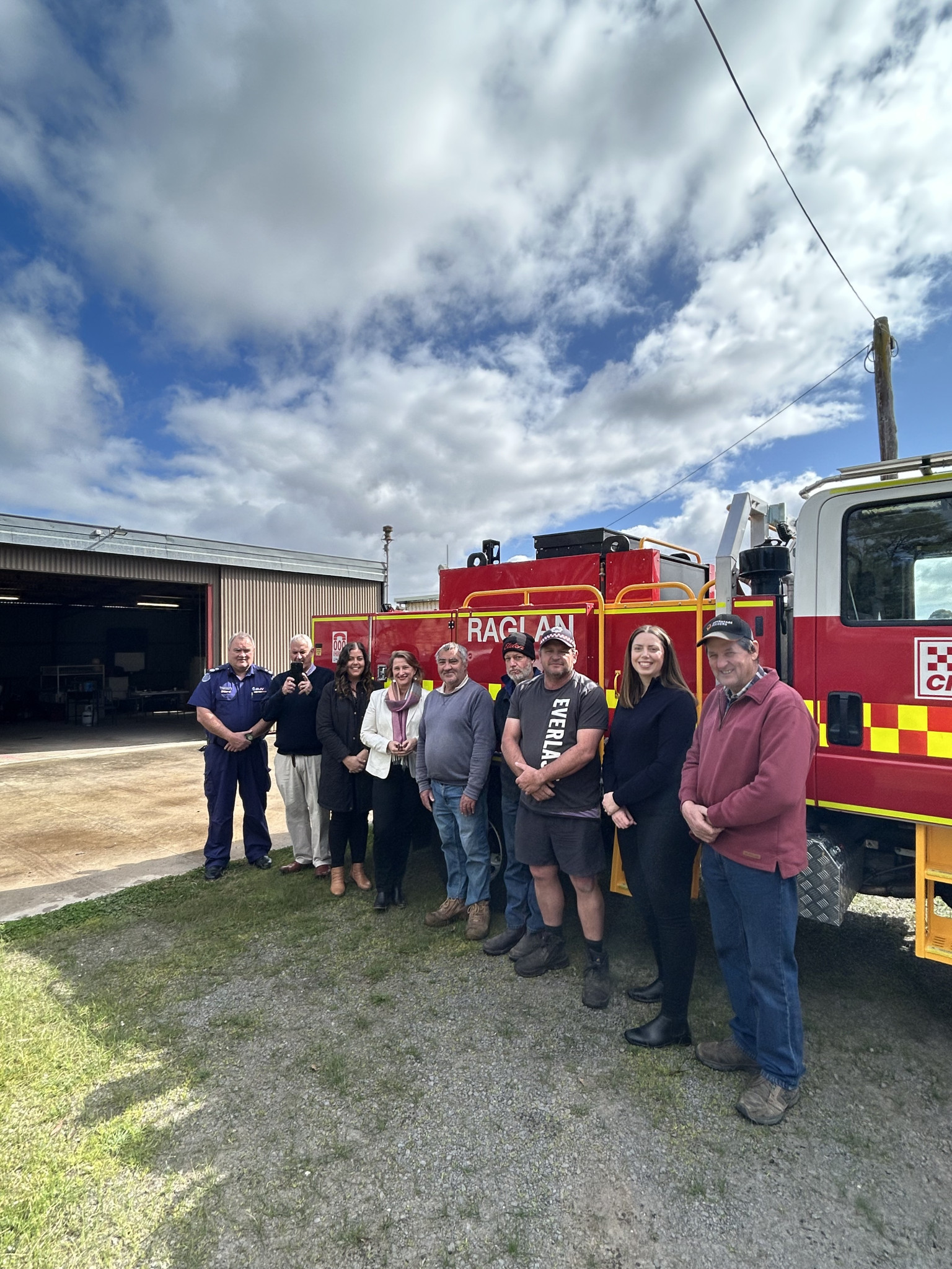 Minister Ward and Martha Haylett MP with members of the Raglan brigade during their recent visit.