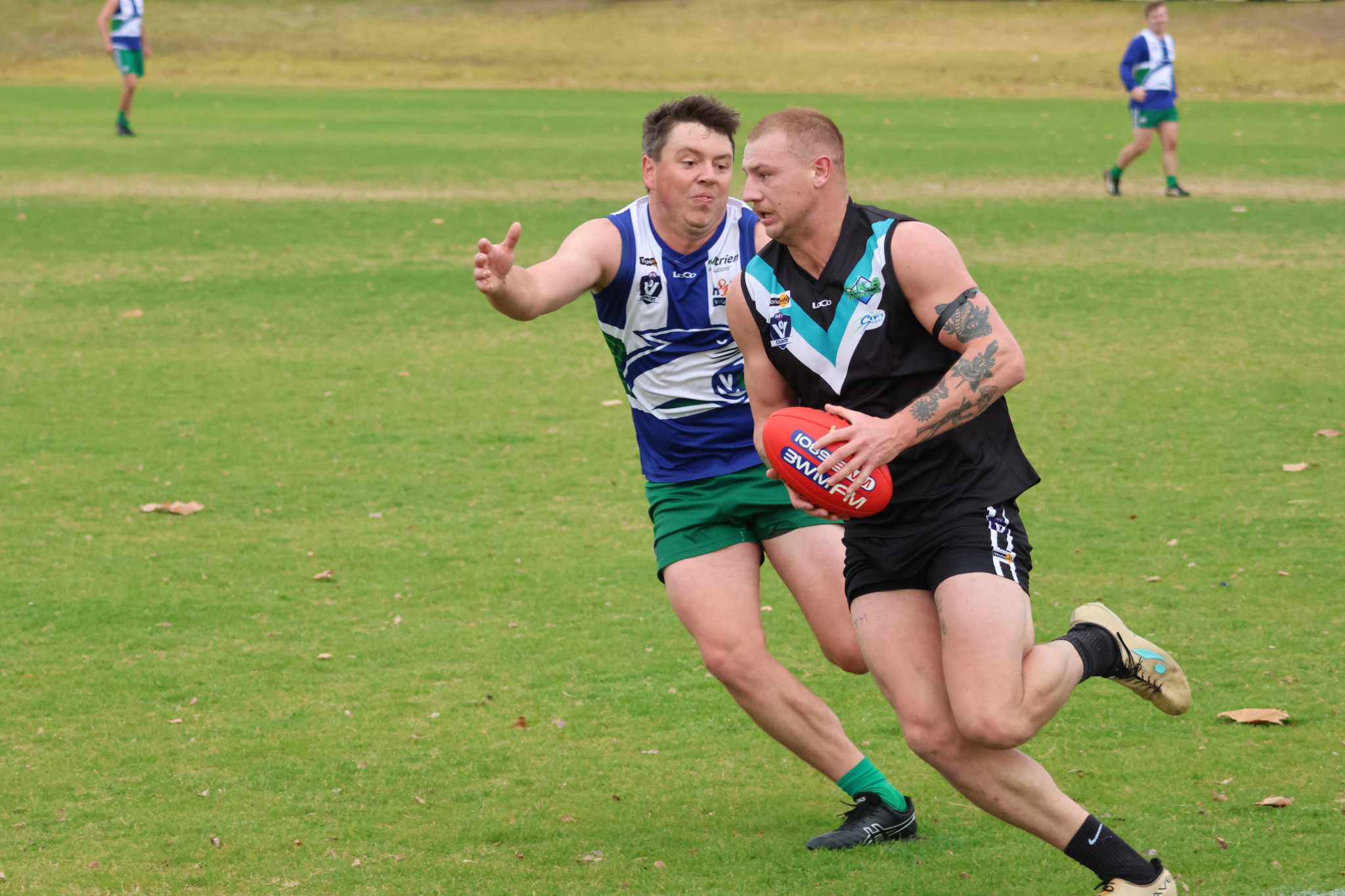 Swifts' Angus Murray played his best game for the club, instrumental in the midfield in their must-win clash against Kaniva Leeor Cougars. They defeated the Cougars by nine points to keep their finals aspirations alive. PHOTO: TRISH RALPH