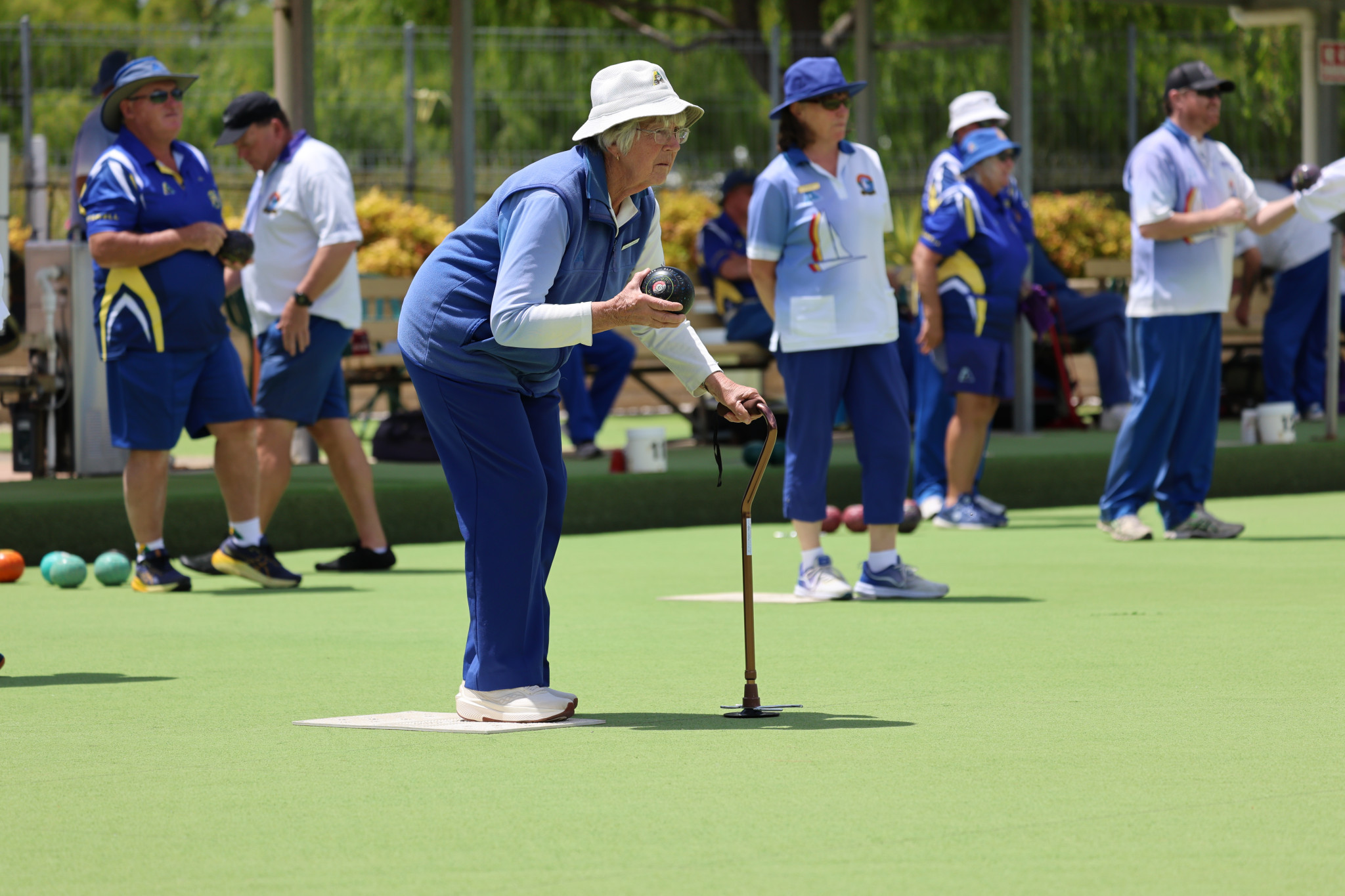 Lake Bolac’s Judy Veale concentrates as she manifests the perfect bowl. PHOTO: HENRY DALKIN