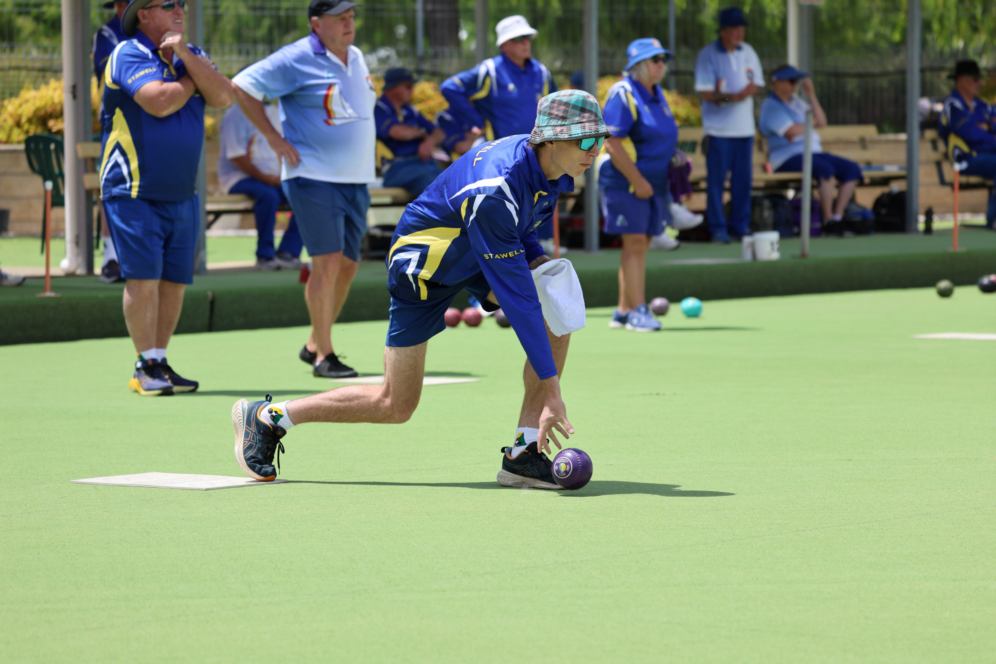 Stawell’s Louis Martin carefully releases his bowl.