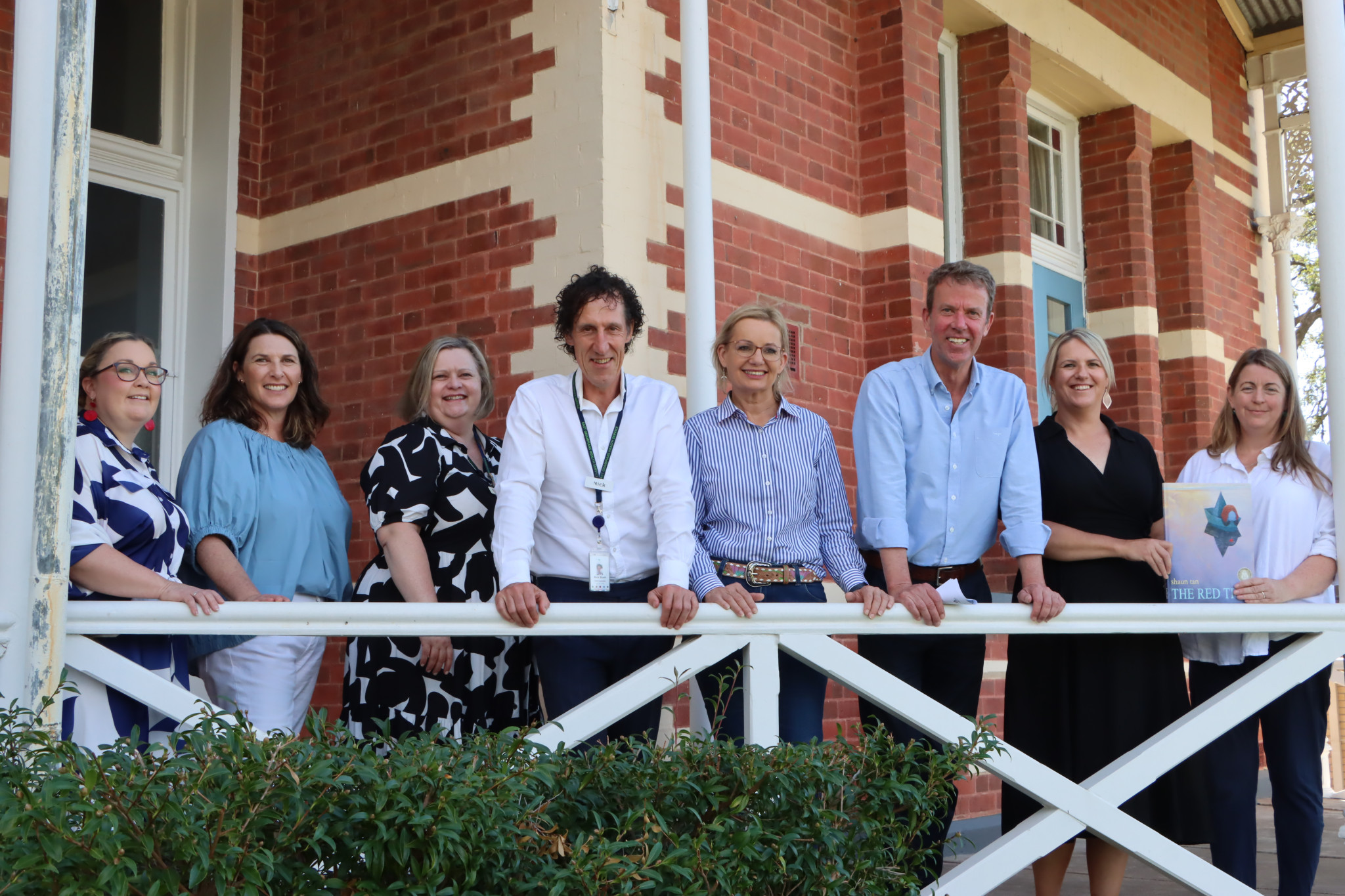 Headspace promise – Head of Psychology at Federation University Dr Megan Jenkins, Mayor Jo Armstrong, EGHS Director of Community Services Sarah Woodburn, EGHS CEO Nick Bush, Deputy Liberal Leader Sussan Ley, Wannon MP Dan Tehan and One Red Tree Directors Tammie Meehan and Carly McKinnis at last week’s announcement.