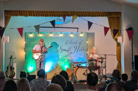 Hat Fitz and Cara on stage at the Glenorchy Hall.