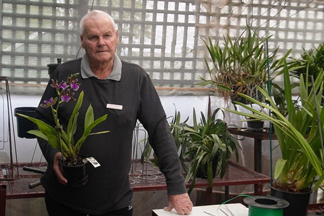 Orchid grower John Welsh shows off his flowers.