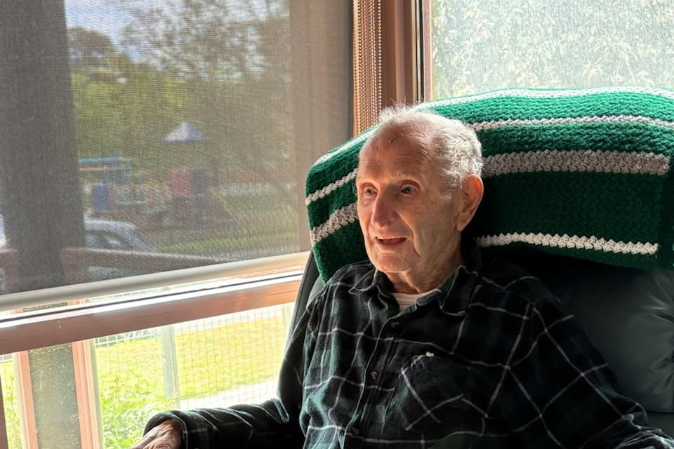 A family favourite of Des relaxing at home.