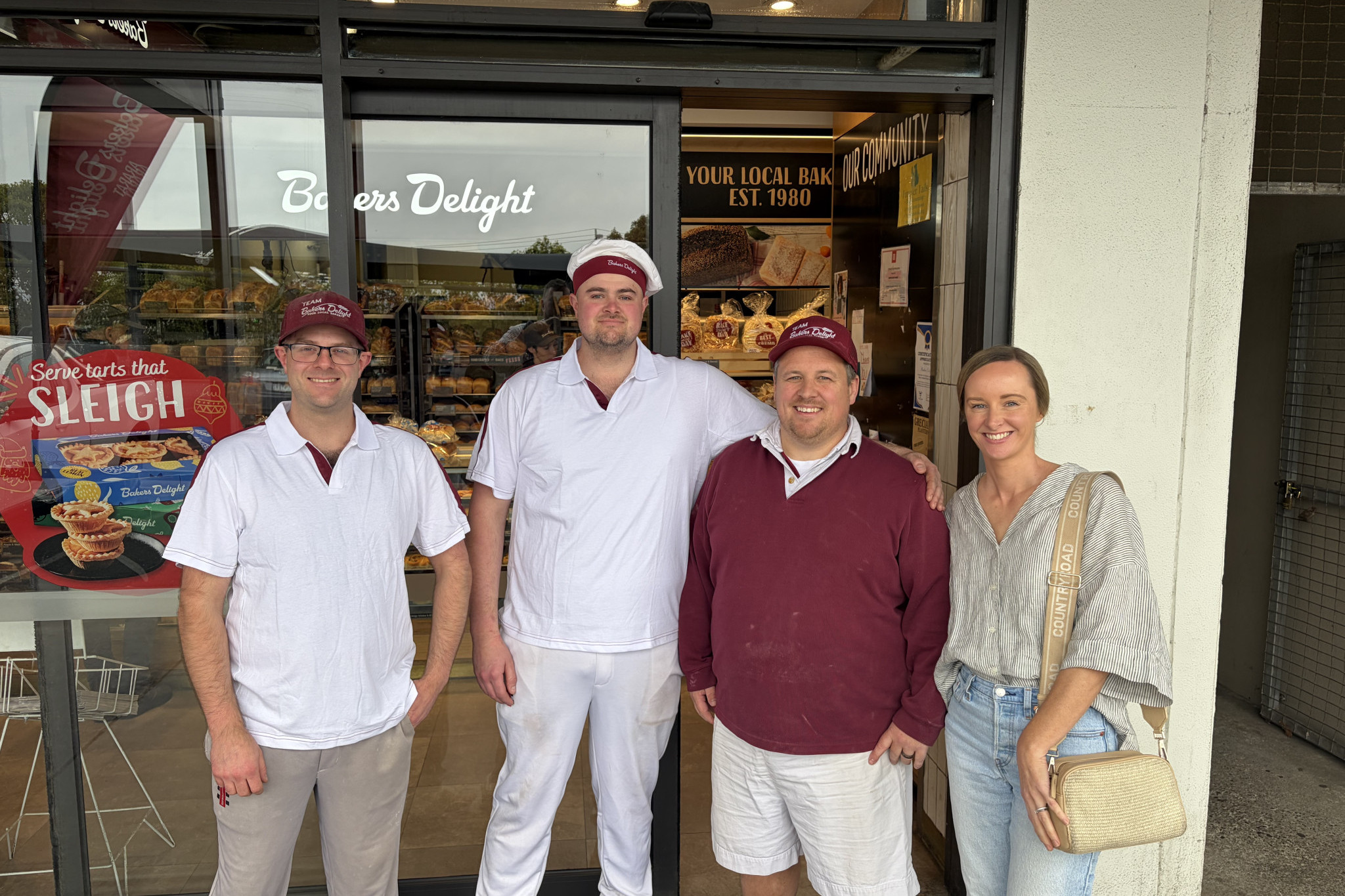 Alex Sutton, Matt Sutton, Mick Menzies and Cassie Menzies mark an end of an era and a new beginning at Bakers Delight Ararat.