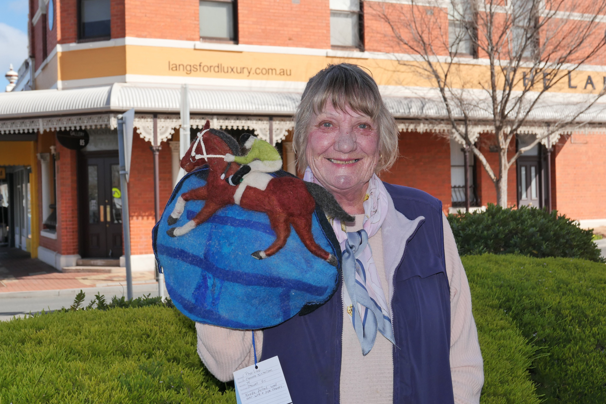 Stawell artist Cherrelle Nicholson's award-winning beanies are currently on display at Gallery 85.