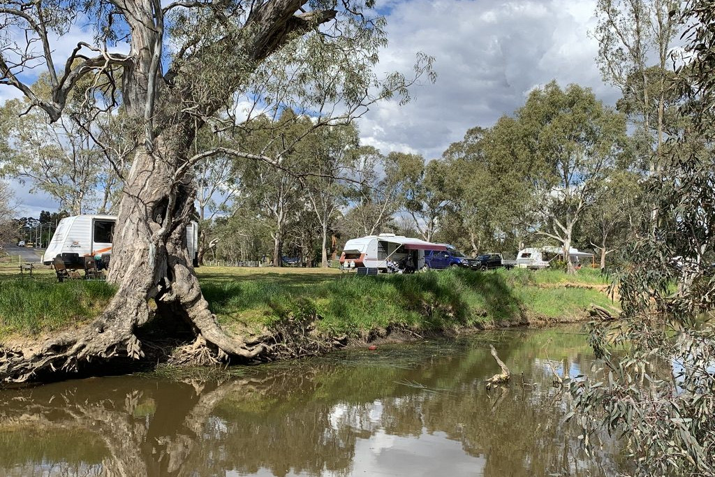 The free campsite along the Avoca Riverflats is highly rated by travellers.