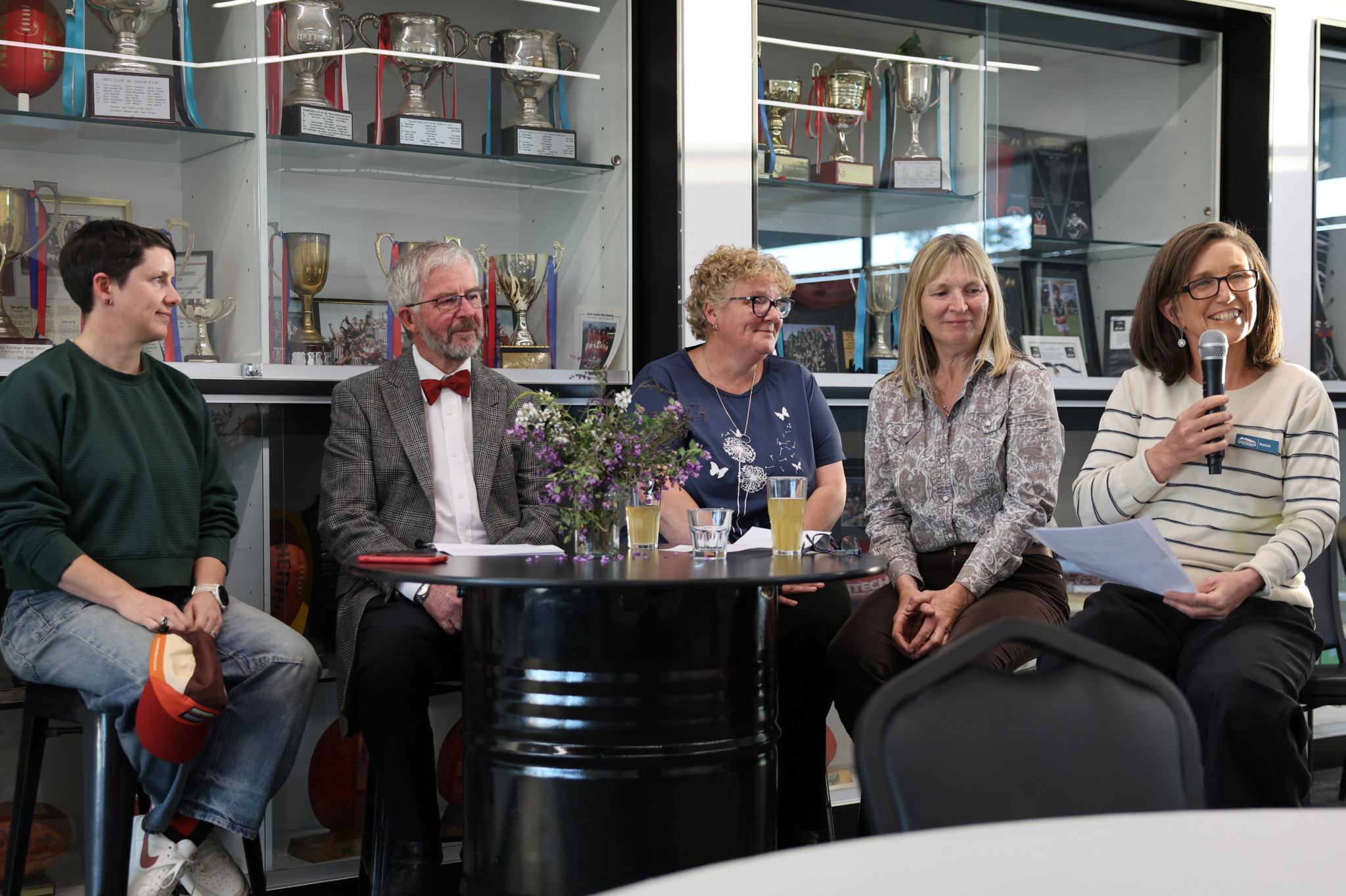A thought-provoking discussion panel was a highlight of the evening, featuring Kelly Boladeras (Gariwerd Trail Running), Ian Mitchell (Stawell Performing Arts Company inc), Jo Wilson, Linda Taylor (Stawell Agricultural Society) and NGSC community officer Rachel Whittaker.