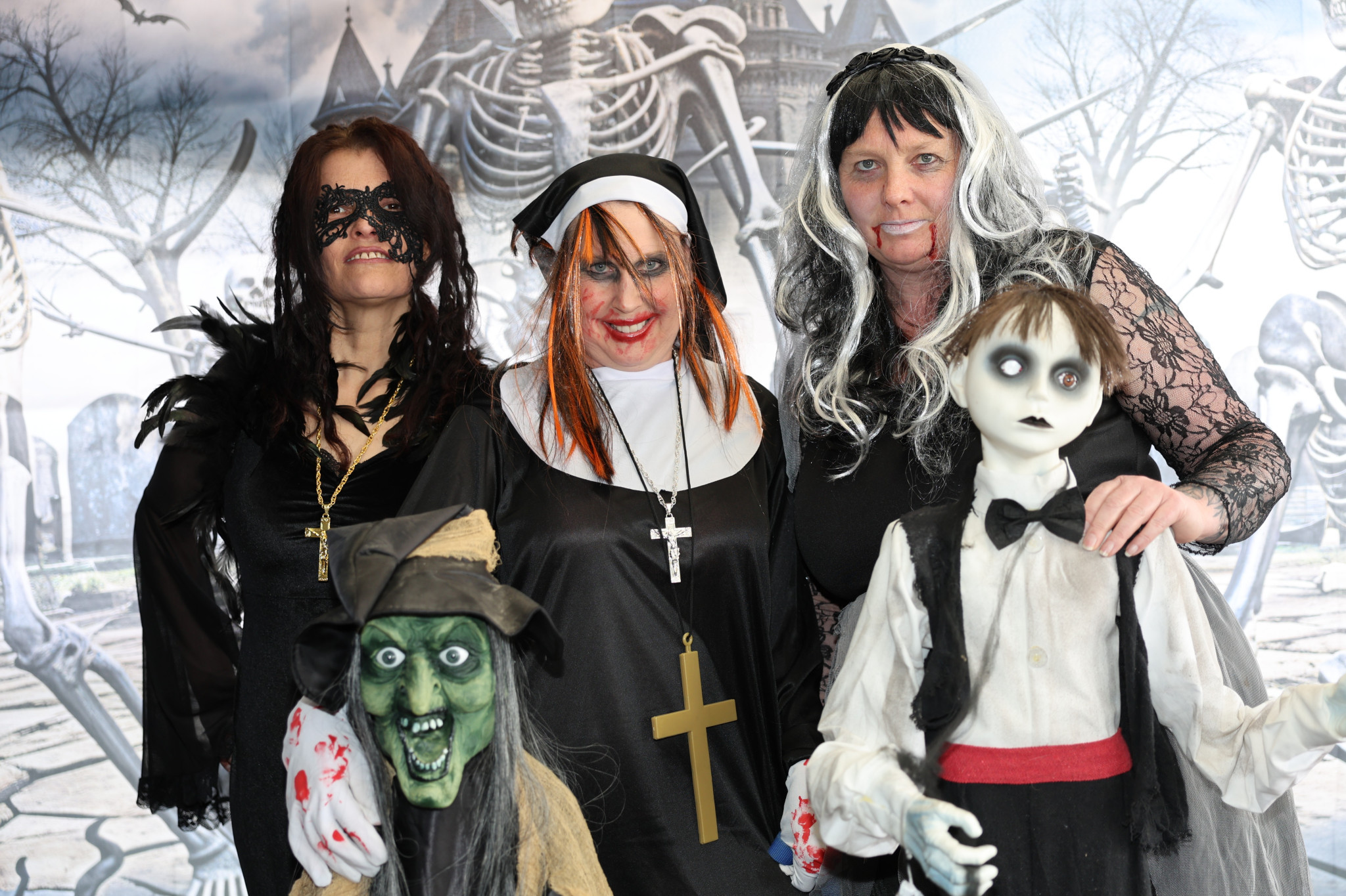 Halloween party host Melissa Milosevic (centre) with friends Vanessa Truong (left) and Debbie Burkhill are gearing up to welcome up to 400 trick-or-treating kids next Friday evening at 37 King Street, from 5:30pm to 7pm.