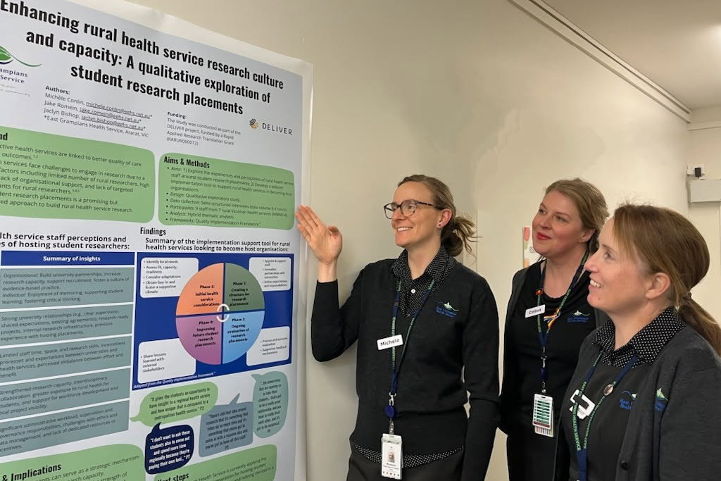 EGHS Research Showcase presenters, Michele Conlin, Celina Day and Jaclyn Bishop.