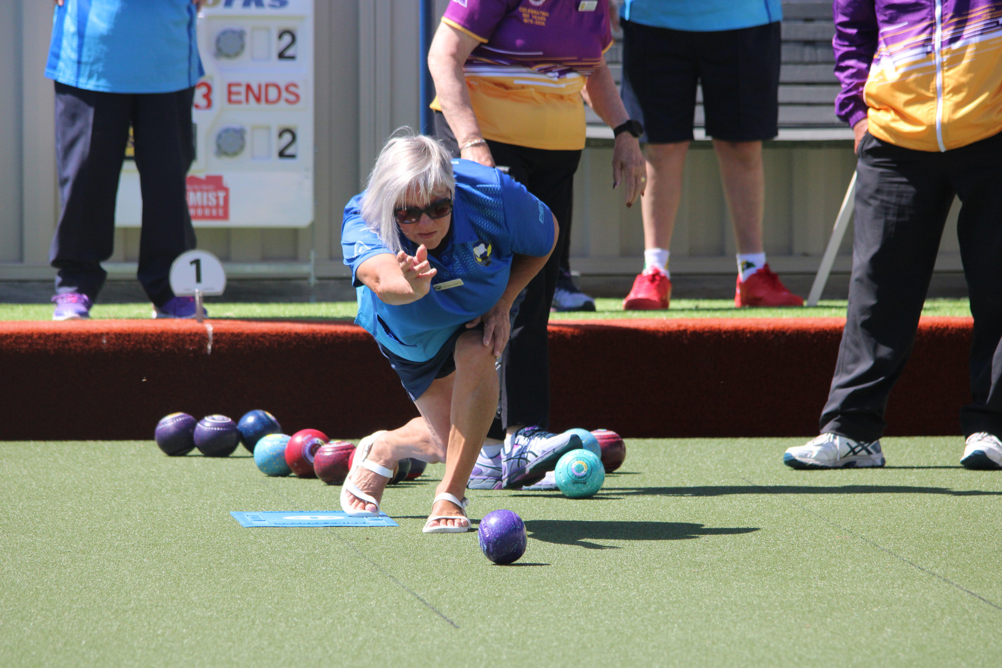 Beaufort's Jo-Anne Crockett releases an accurate bowl down the green.