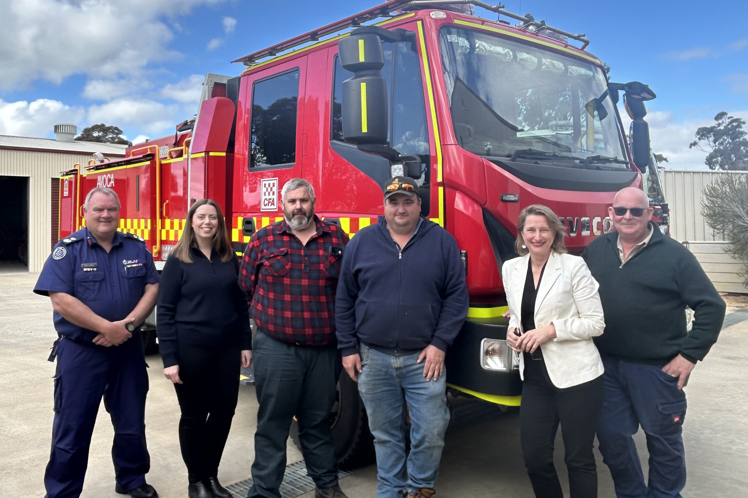 Member for Ripon Martha Haylett and Emergency Services Minister Vicki Ward in front of the new tanker deployed to Avoca CFA.