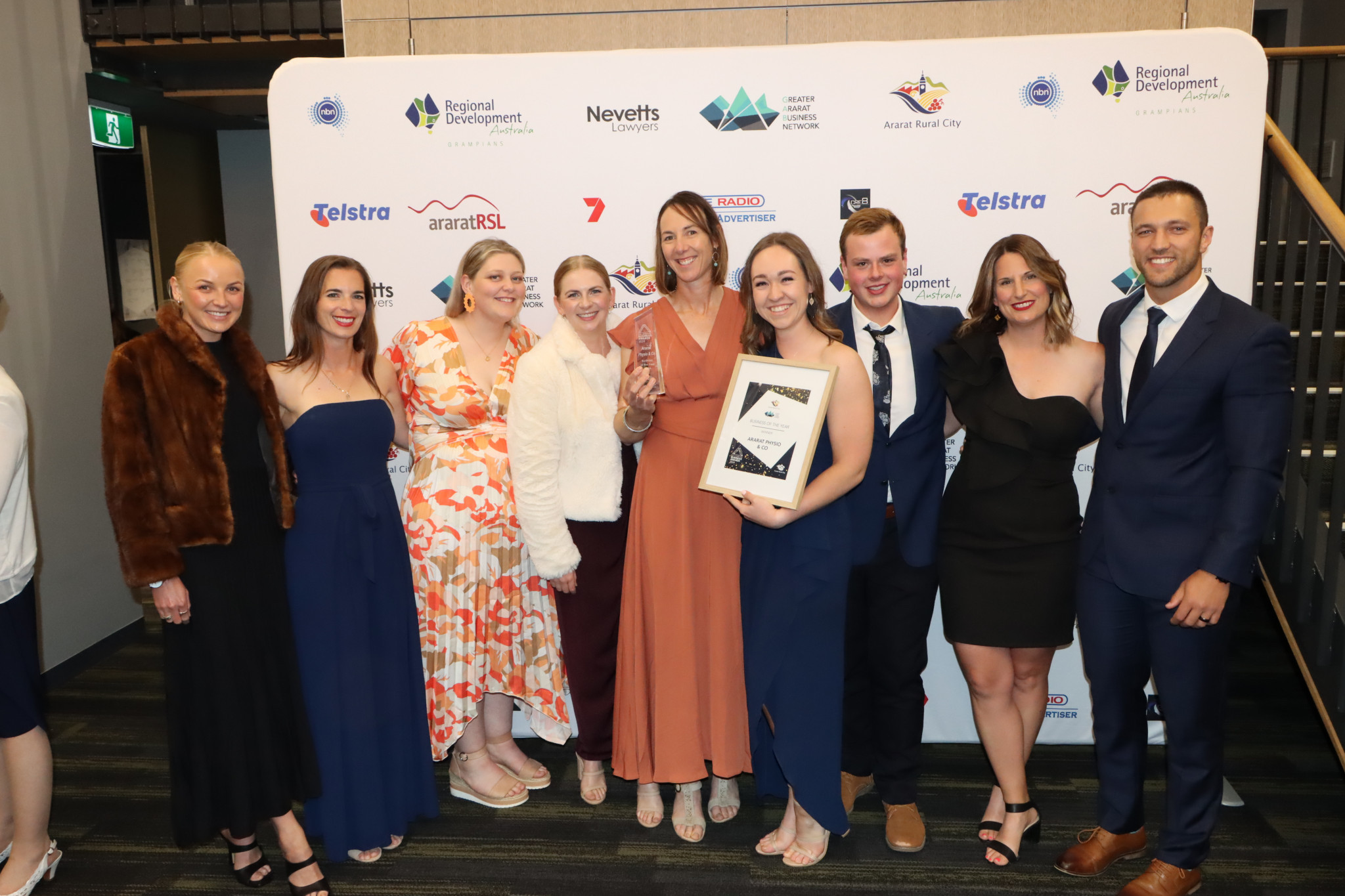 The Team at Ararat Physio Co were delighted to accept the tile Business of the Year in 2024. Photo by Craig Wilson.
