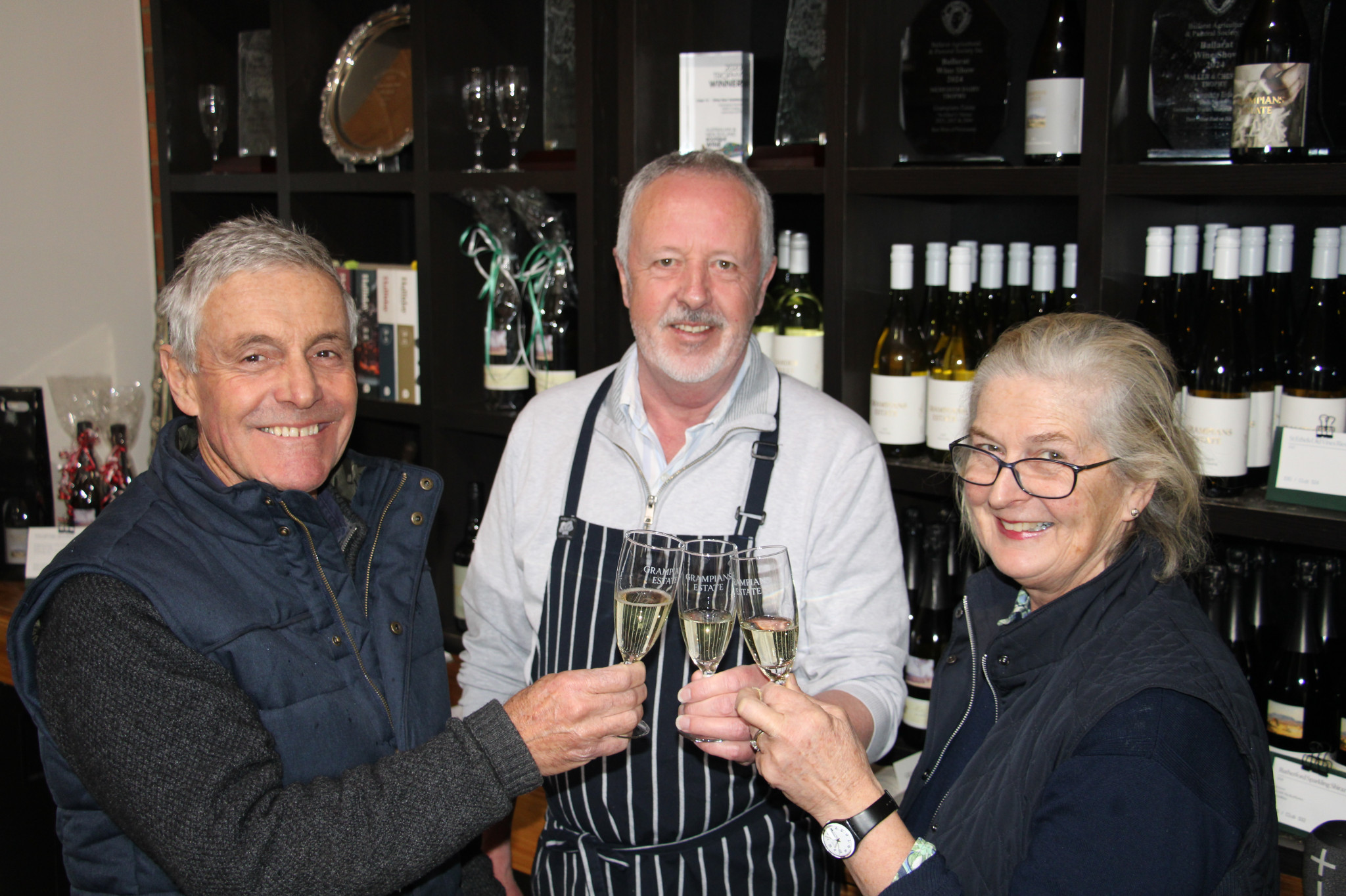 Grampians Estate's Tom and Sarah Guthrie are joined by new cook Trevor Godenzi (centre).