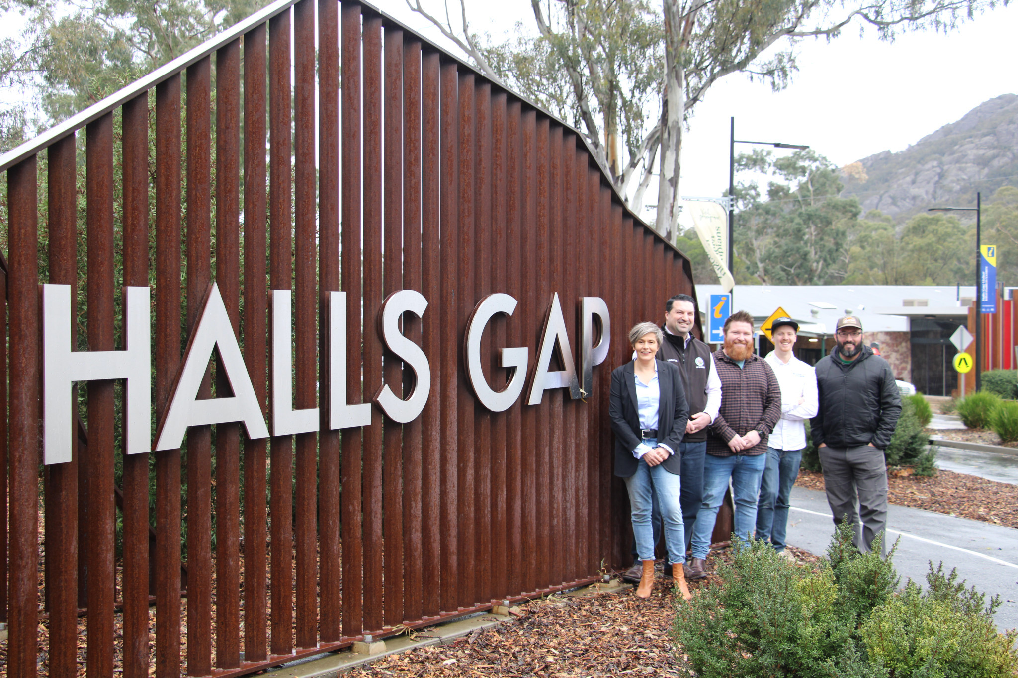 Josephina Mcdonald, Leighton Boyd, Damon Henricksen, Dean Sibthorp and Adrian Manikas are some of the local business owners coming together to create a Halls Gap Business Association.
