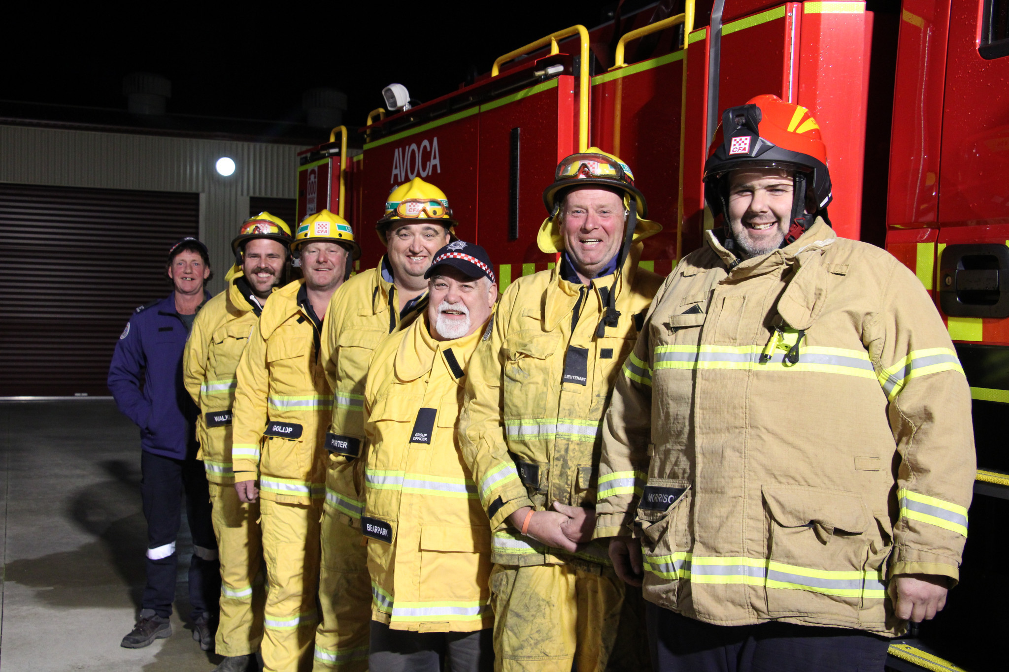 Steven Cudmore, Rhy Walkley, Anthony Gollop, Rod Porter, Brian Bearpark, Anthony Neil and Nick Morrison stand as Avoca CFA’s Leadership Team.