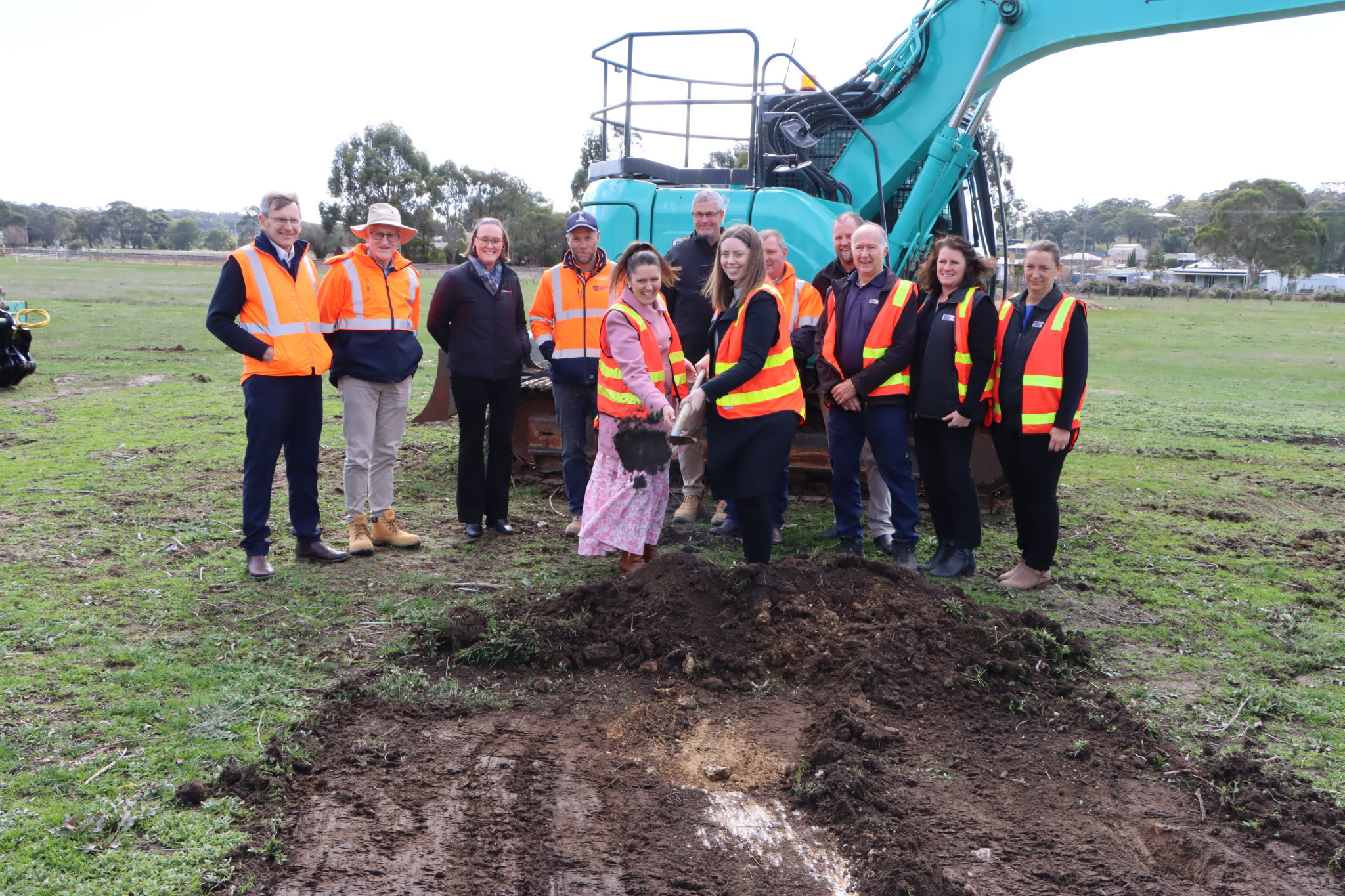 Mayor Tanya Kehoe and Member for Ripon Martha Haylett joined stakeholders last Friday to officially commence work on the new housing development in Burke Street Beaufort. Photo by Craig Wilson.