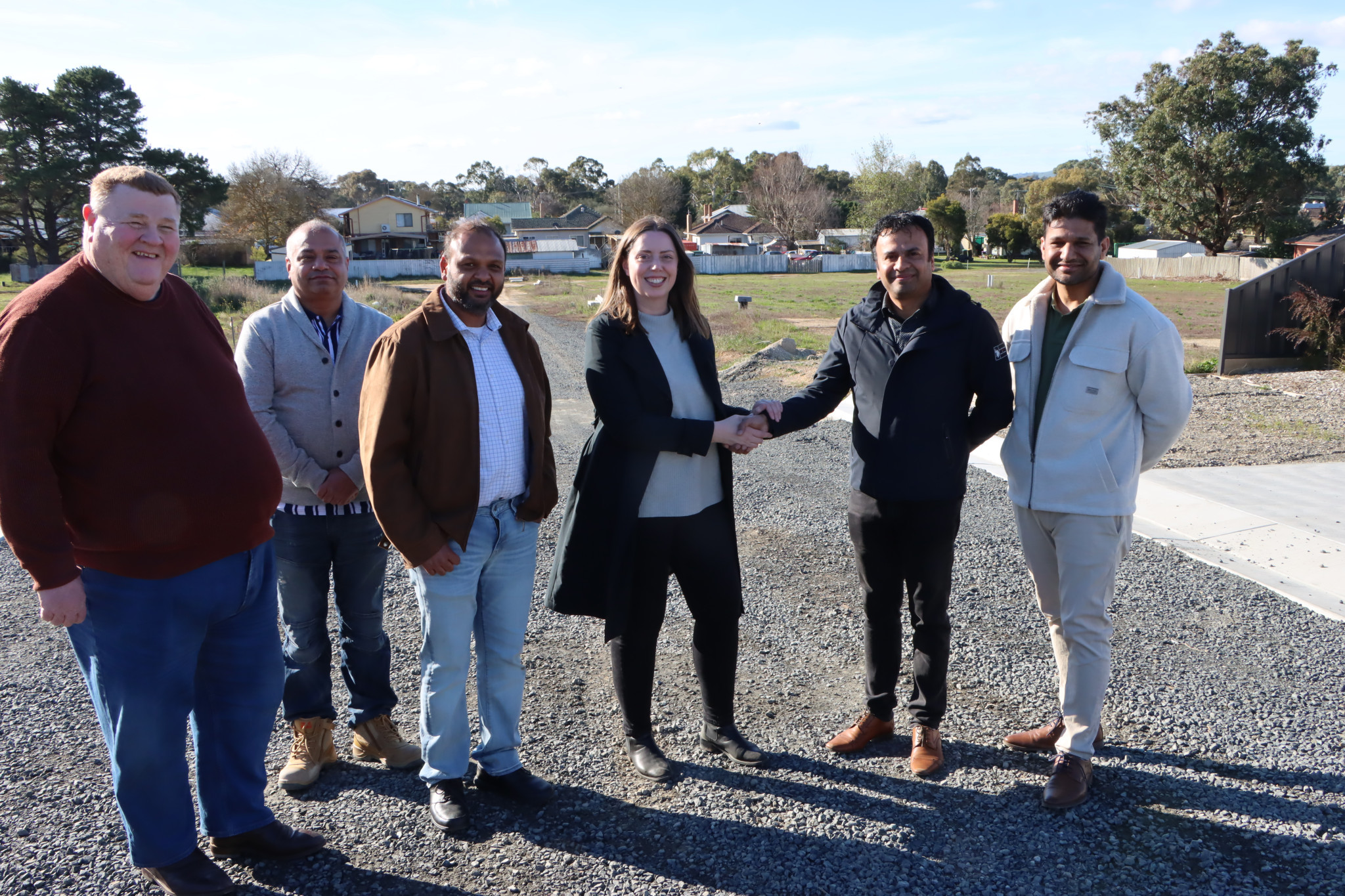 Council CEO Dr Tim Harrison and Ripon MP Martha Haylett met with members of E2E on Friday to confirm funding for 25 new homes for Ararat’s workers. Photo by Craig Wilson.