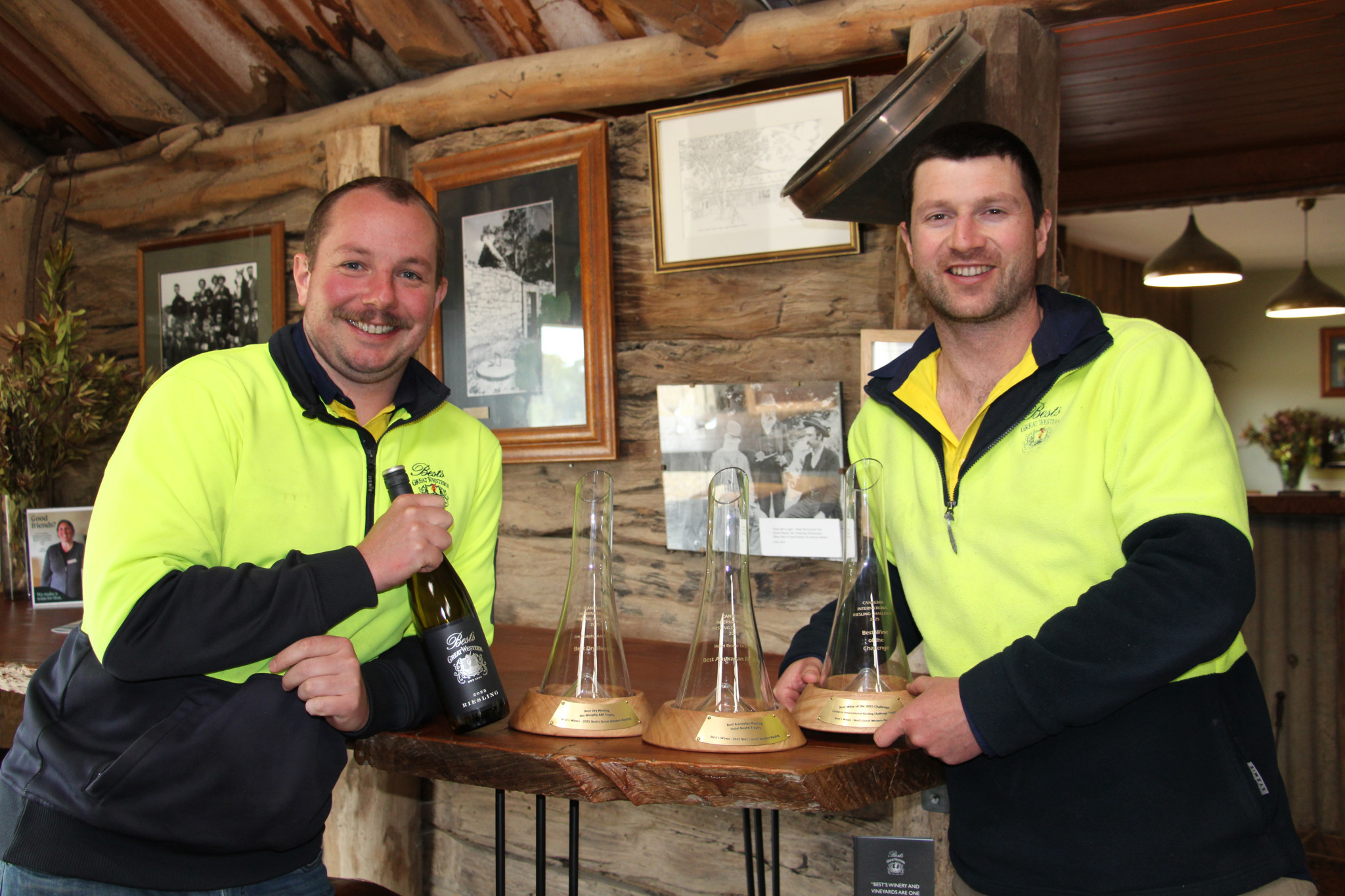 Best’s wine makers Jacob Parton and Dom Bolton are proud of their efforts which won the top awards at the 2025 Canberra International Riesling Challenge.