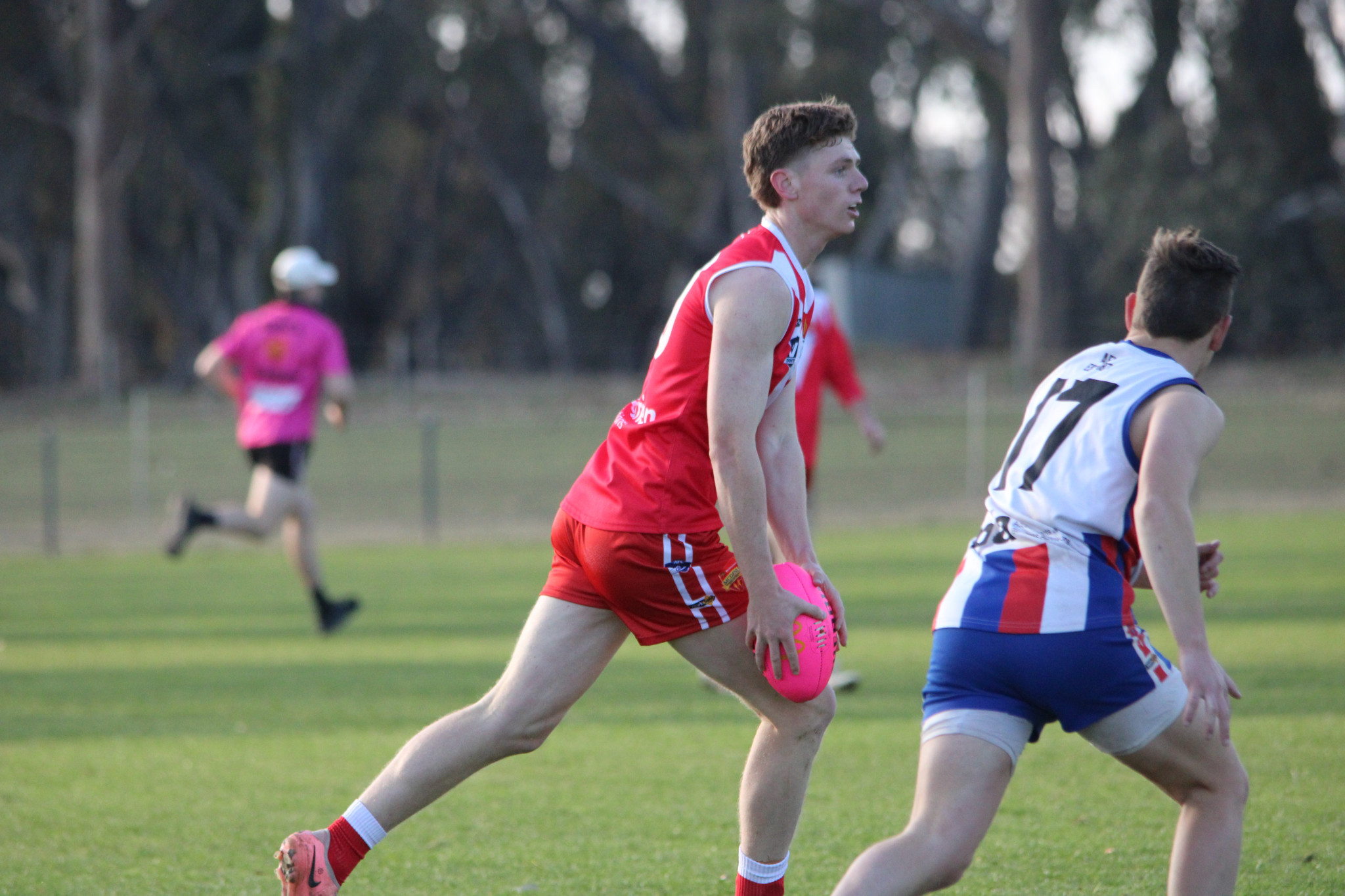Swans' Bailey Jacobs kicked three goals and was best-on-ground in their elimination final against Maldon last week. PHOTO: CHRIS GRAETZ