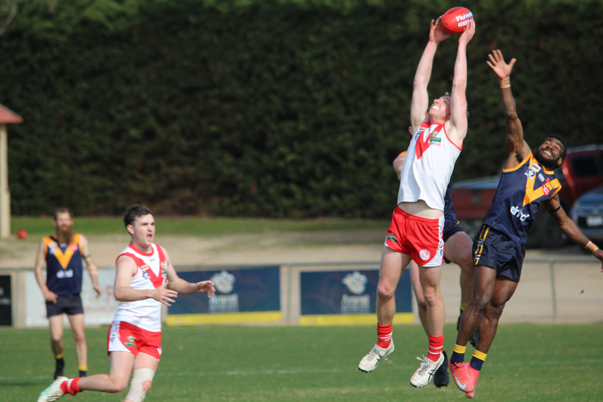 Rats' Xavier McLoughlan takes a brilliant mark on the wing. PHOTO: CHRIS GRAETZ