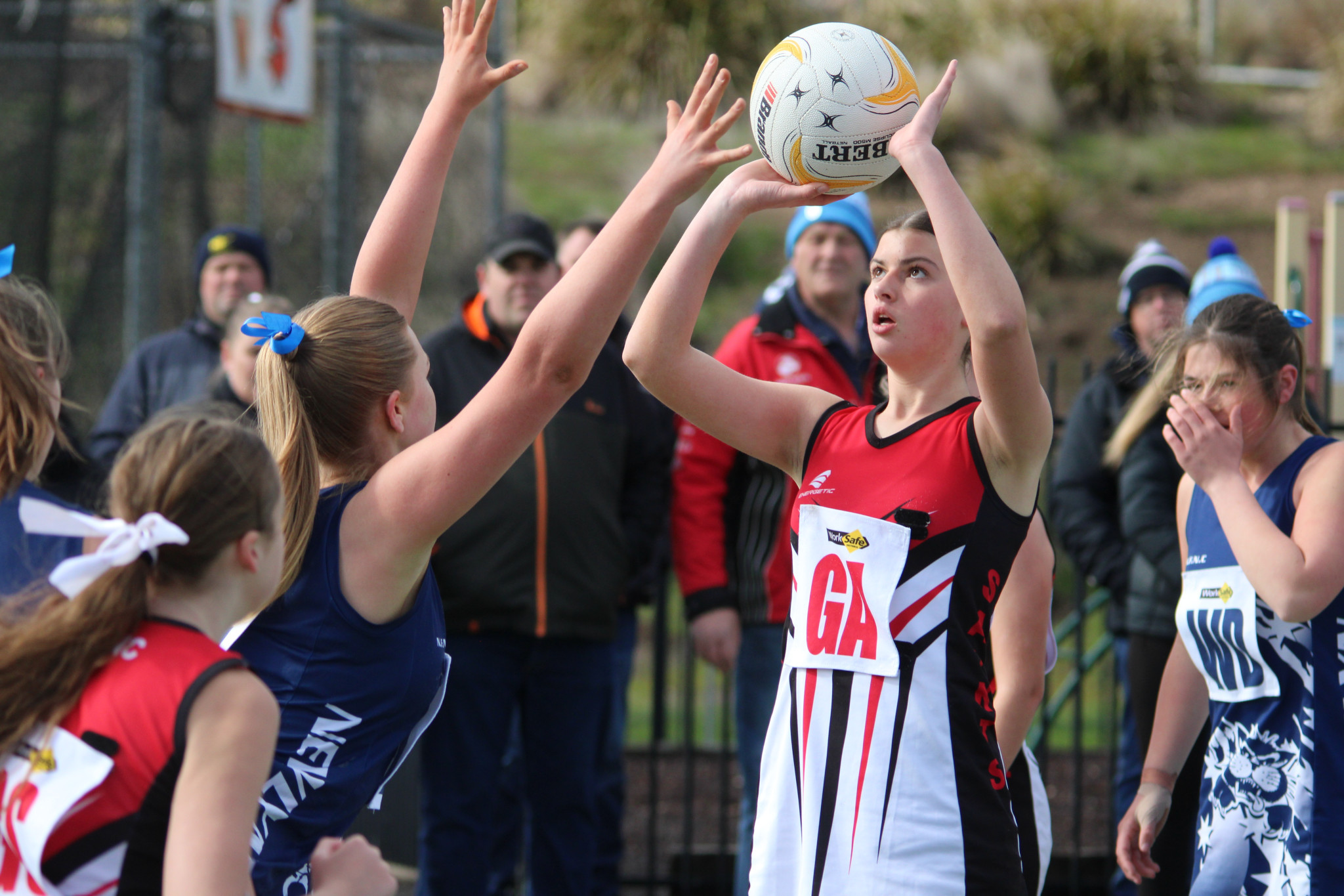 Saints' Kayla McNaulty scored five goals and created a lot of drive. PHOTO: CHRIS GRAETZ