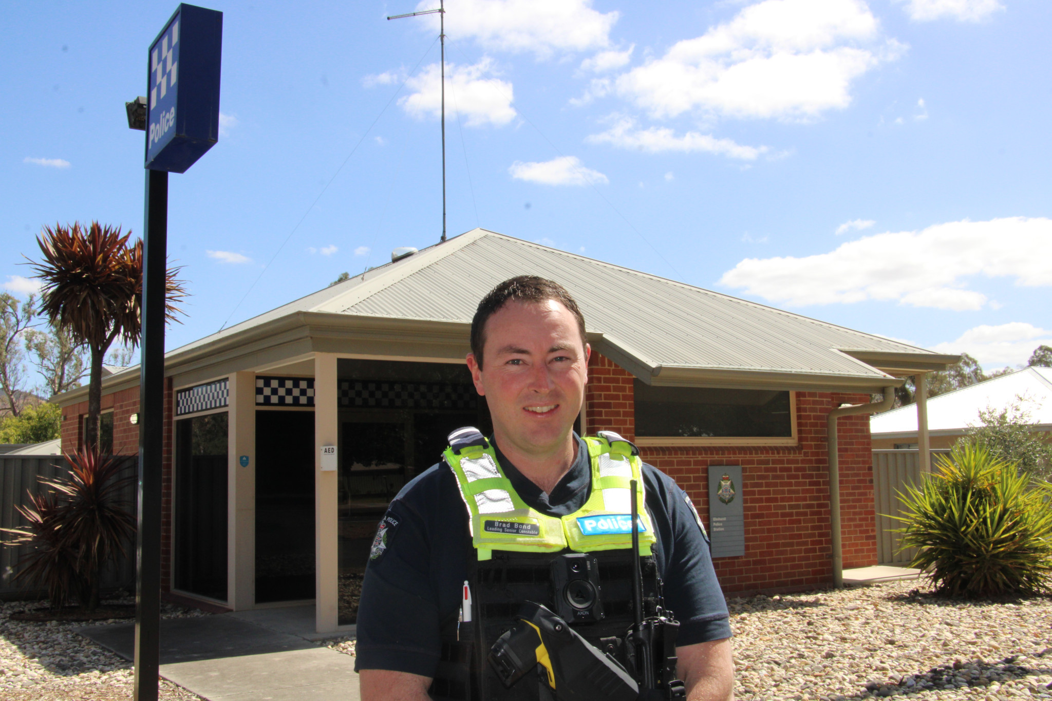 Leading Senior Constable Brad Bond mans the one man station at Elmhust.