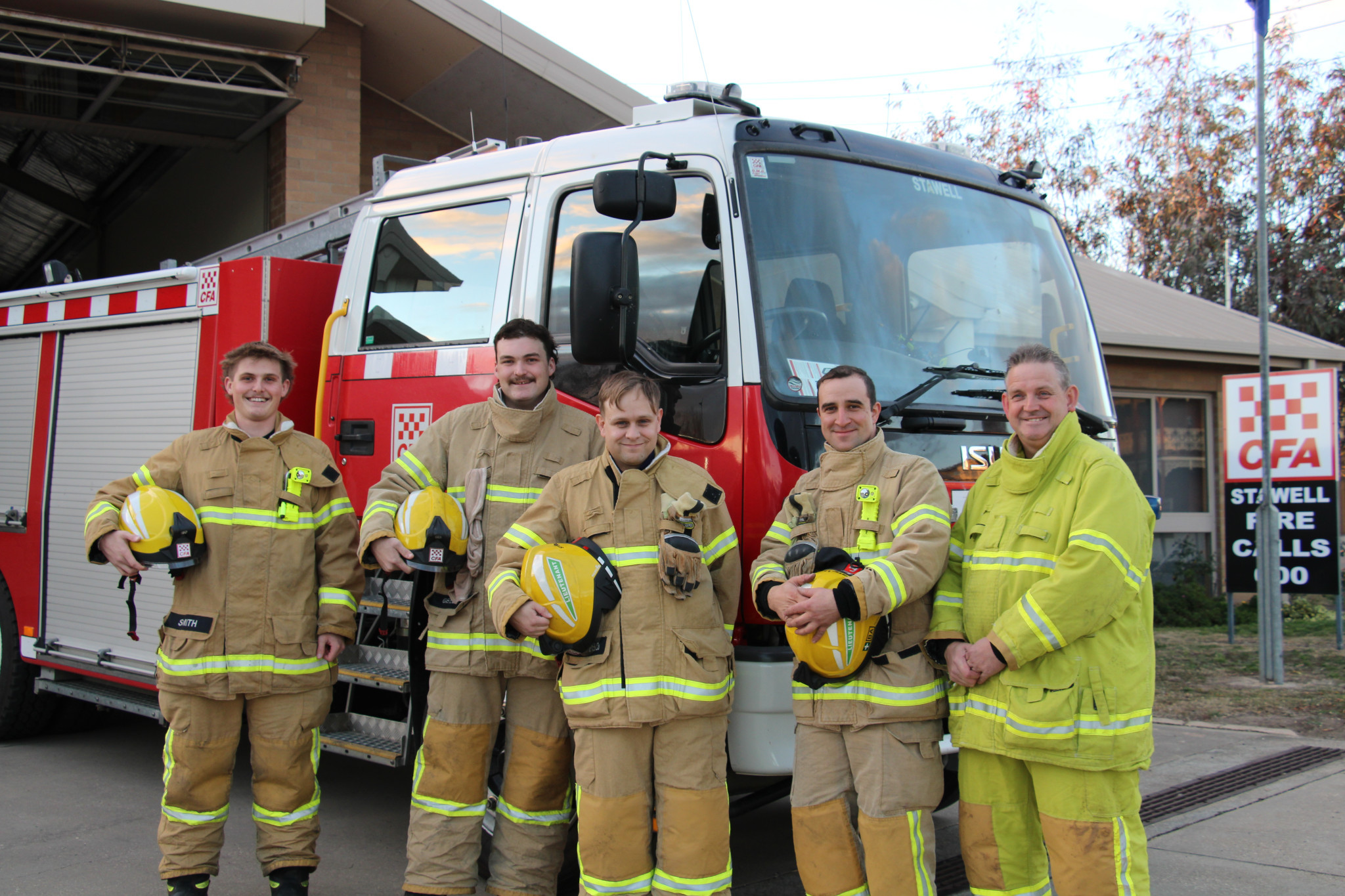 Fire fighters Jai Smith, Myles Gillies, Joseph Stubberfield, Zach Portelli and Geoff Hateley will take part in this years Firefighter Stair Climb.