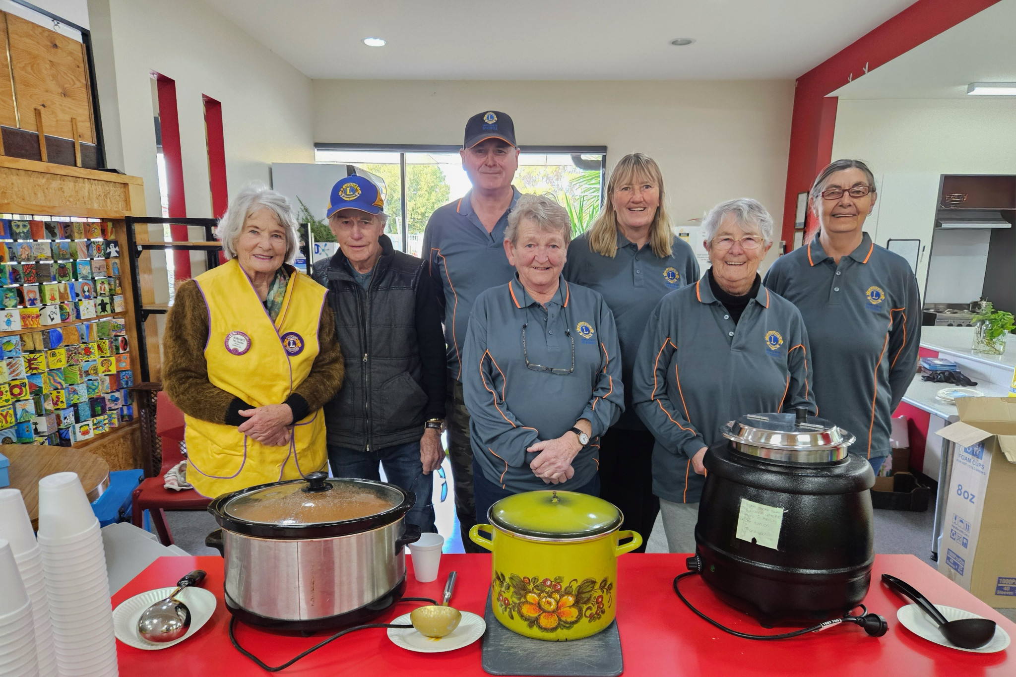 Stawell Lions Club volunteers were hard at work on Sunday serving up meals to participants in the Beyond Bitumen rally as it passed through Stawell.