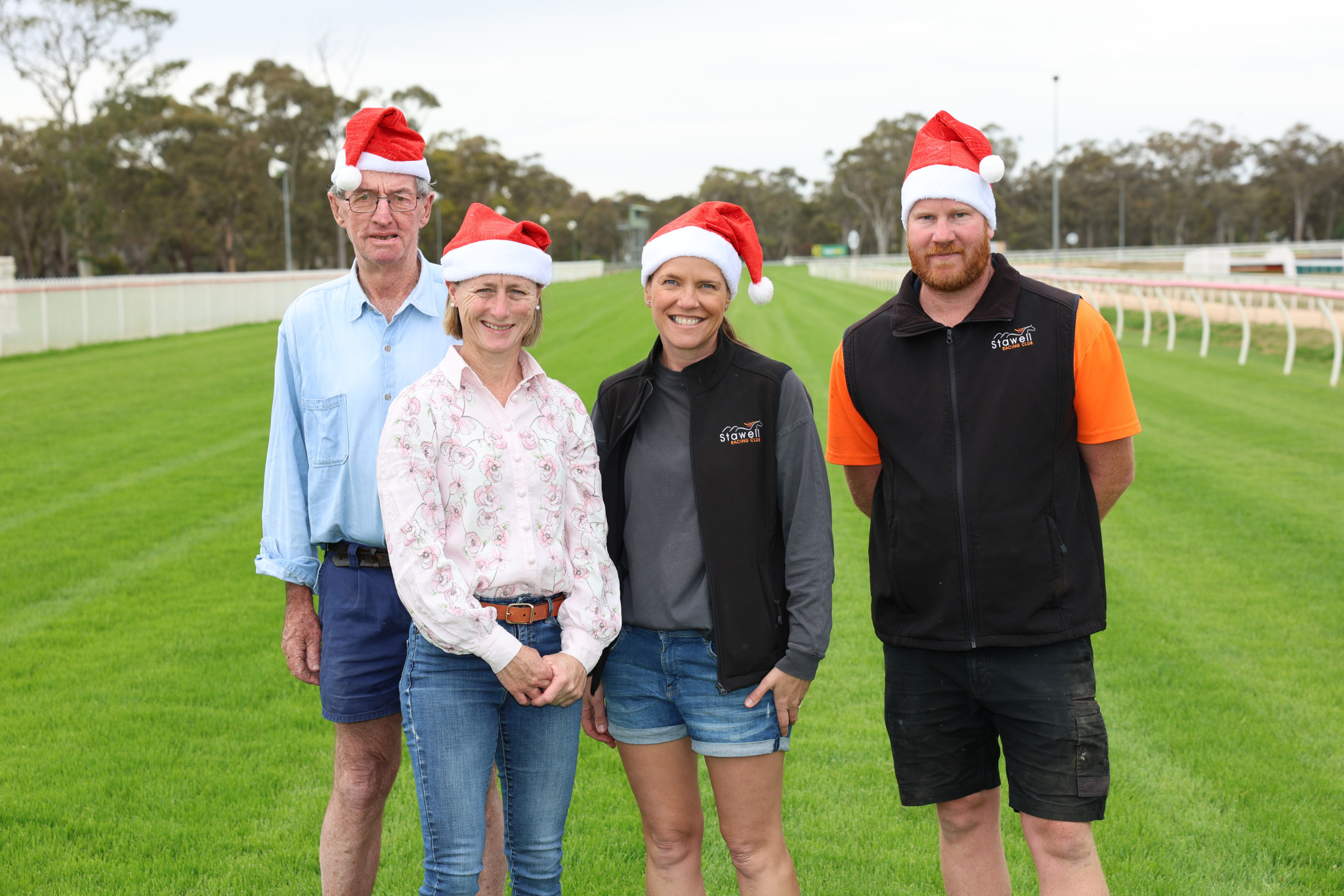 L to R: Ian Nicholson, Stawell-based leading jockey Linda Meech, Penny Penfold and Stawell track manager Aaron Resuggan are looking forward to a fantastic race meeting tomorrow.