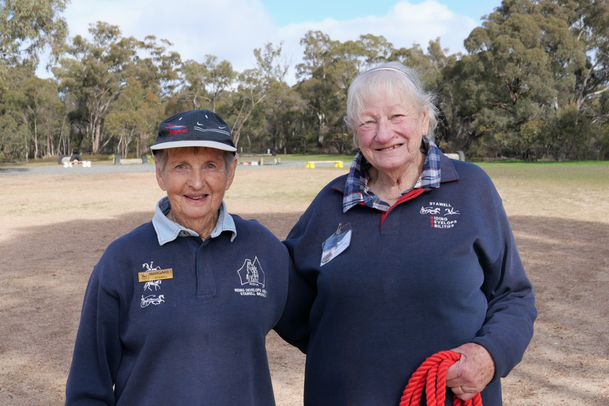 Margaret Taylor and Lynette Gunning have volunteered with Riding for the Disabled Association of Victoria since 1988. Story, photo: Henry Dalkin.