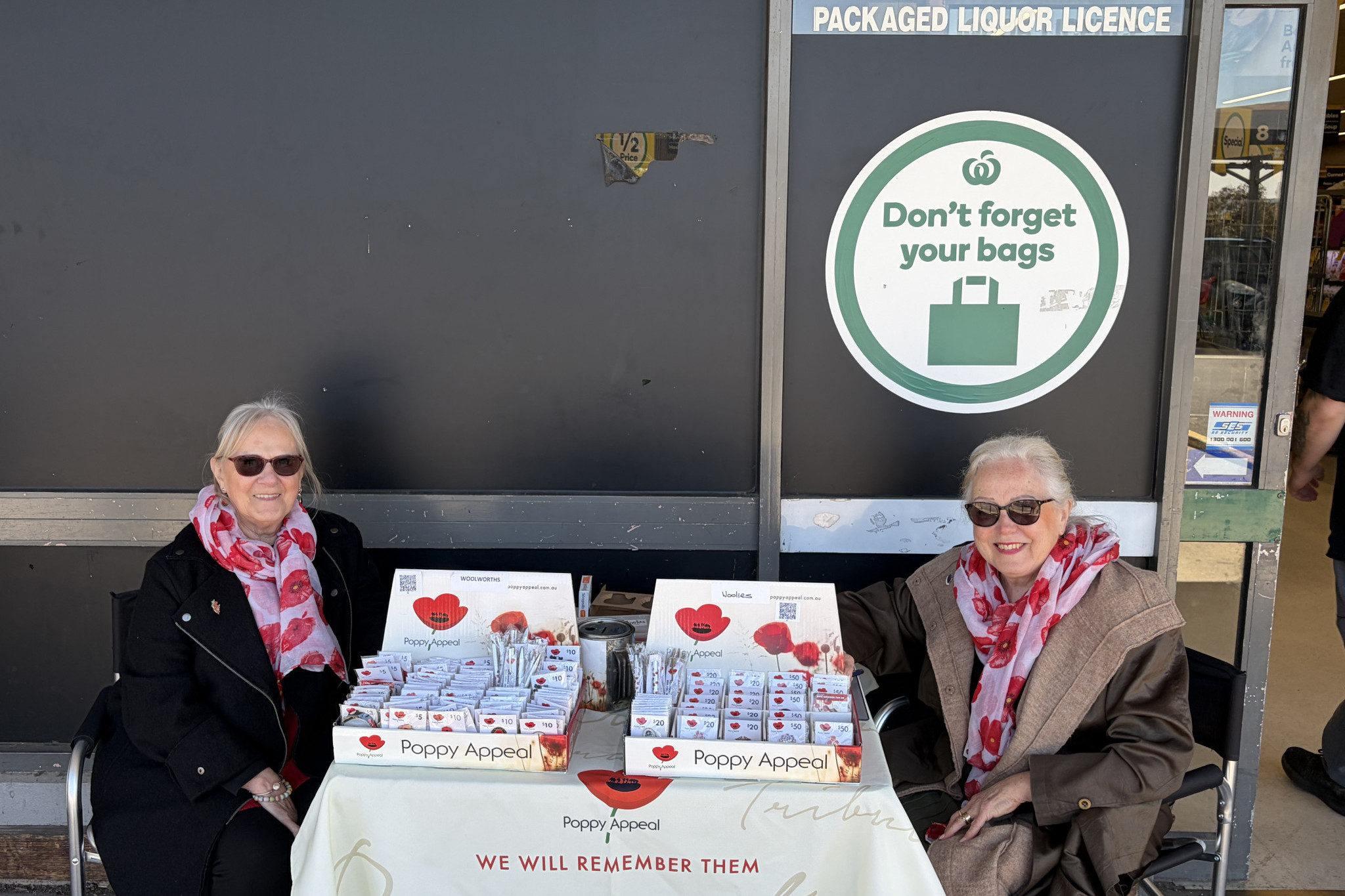 Marg Cain and Di Carr were selling poppies outside Woolworths recently when the Advocate called by.