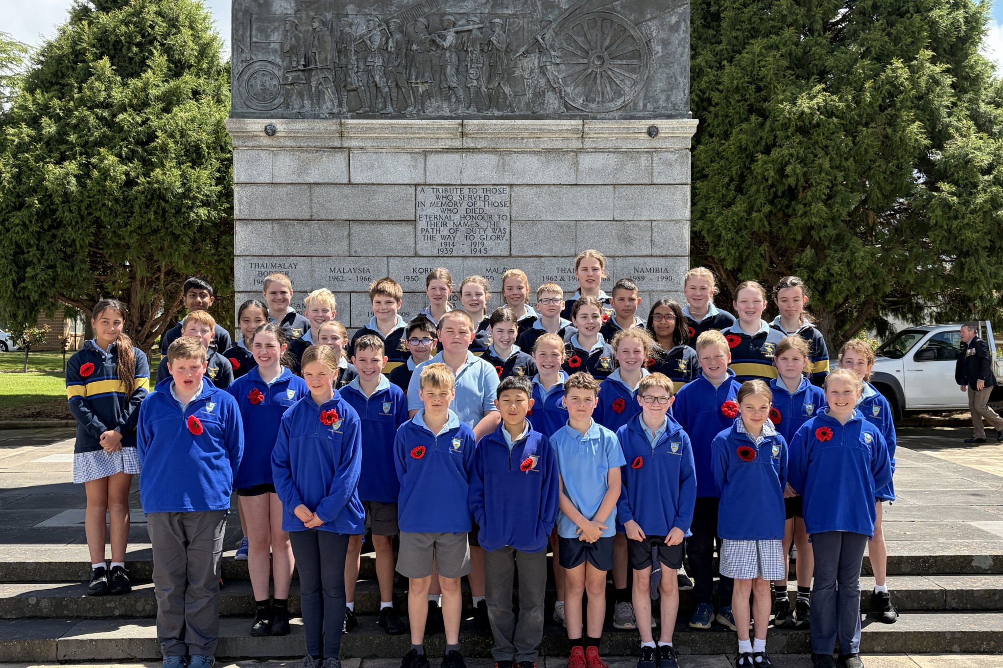 St Mary’s Primary School students were part of the contingent of people paying their respects at the Ararat War Memorial on Tuesday morning.