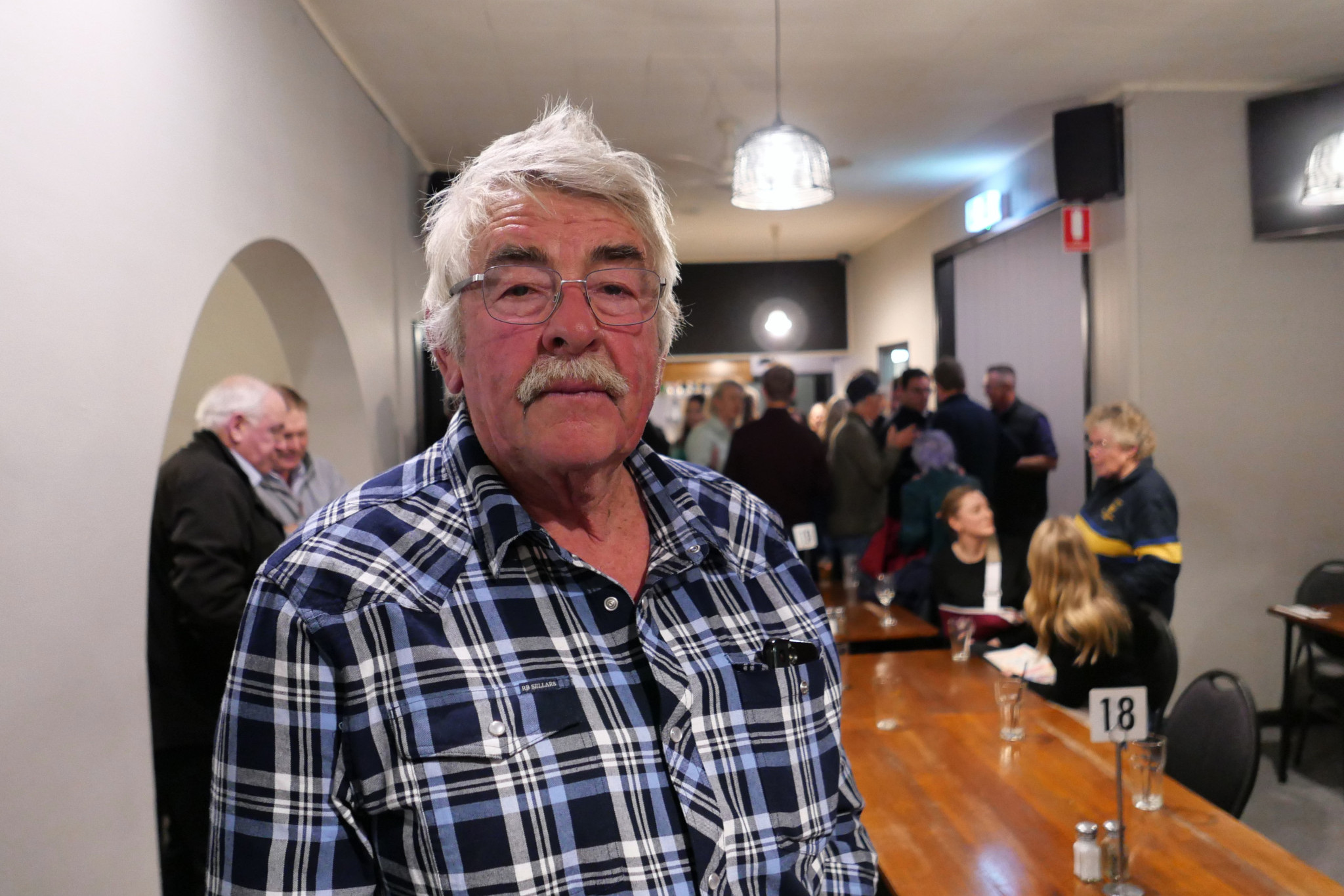 Russell Coad's Rokewood farm has been severely impacted by the Golden Plains Windfarm and he shared his story with the crowd who turned out for the National Party's 'Pollies in the Pub' event in Beaufort last week.
