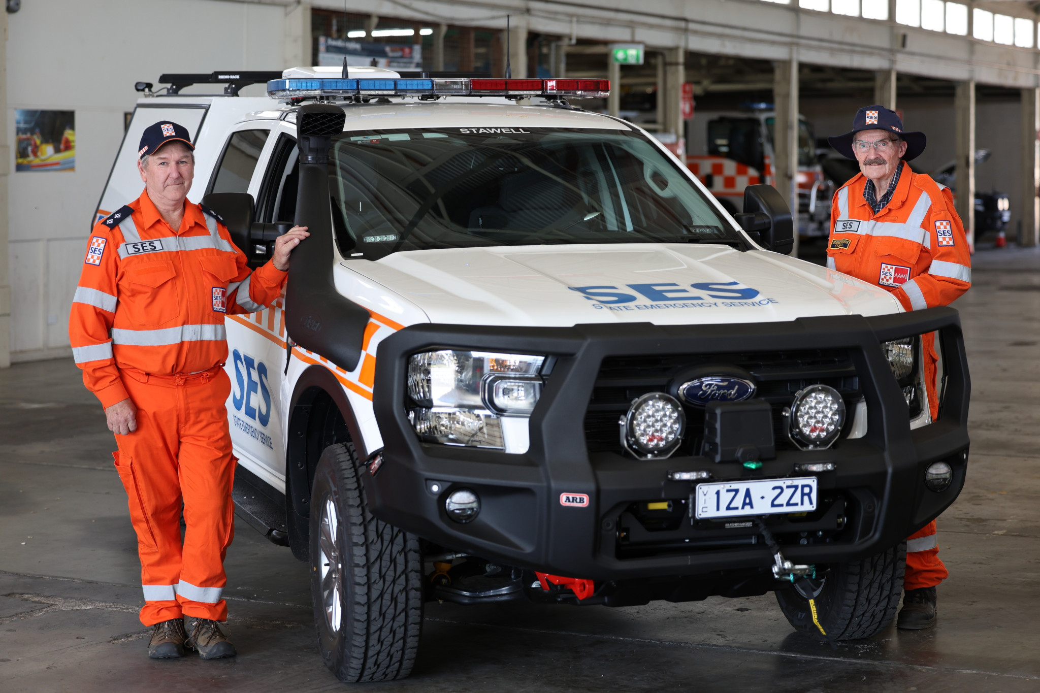 Stawell State Emergency Service volunteers Gary Raeburn (left) and Graeme Edwards showing off the latest vehicle to be added to the local SES fleet.