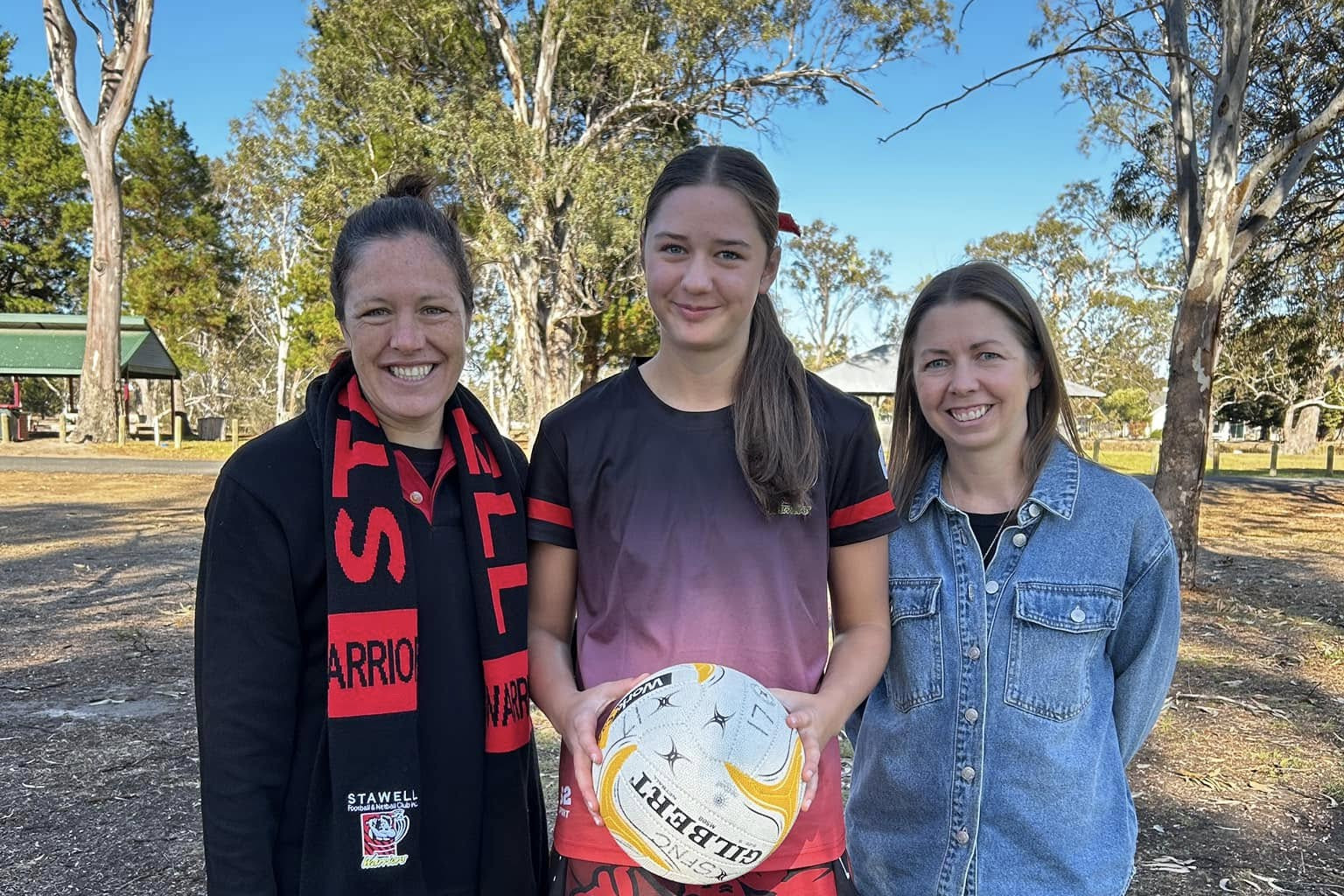 Sophie Birch made her A-grade debut against Dimboola on Saturday. Sophie is pictured with her mum Claire Homburg and A-grade coach Jemma Clarkson.