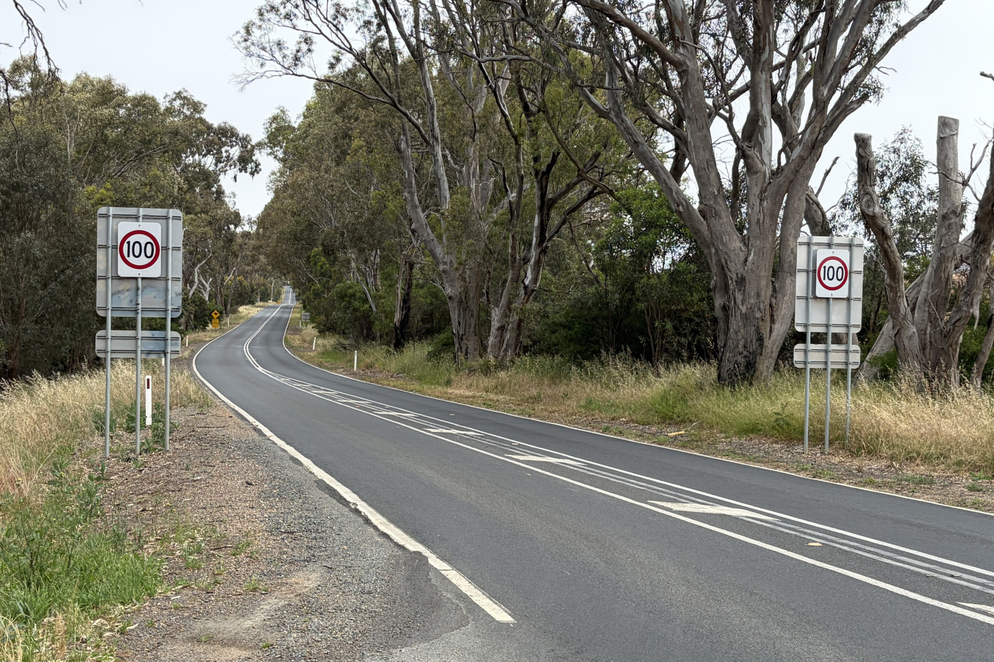 The 100km/h speed signs were still in place on Wednesday just outside Moyston.