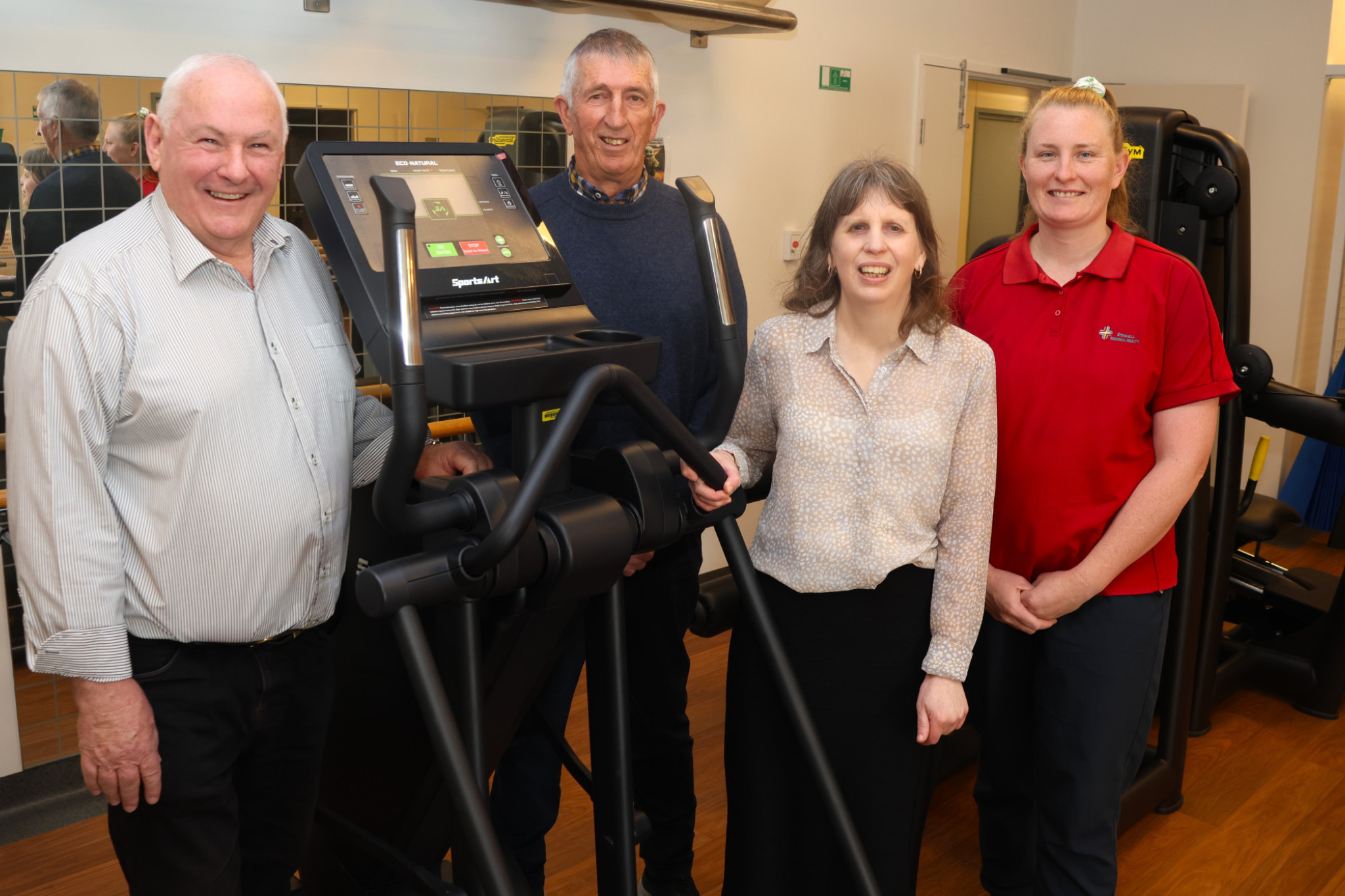Grampians Health exercise physiologist Brooke Palfreyman, right, shows the new gym equipment to Foundation trustees Kevin Erwin, Graeme Ellen and Kerrie Rosenow.