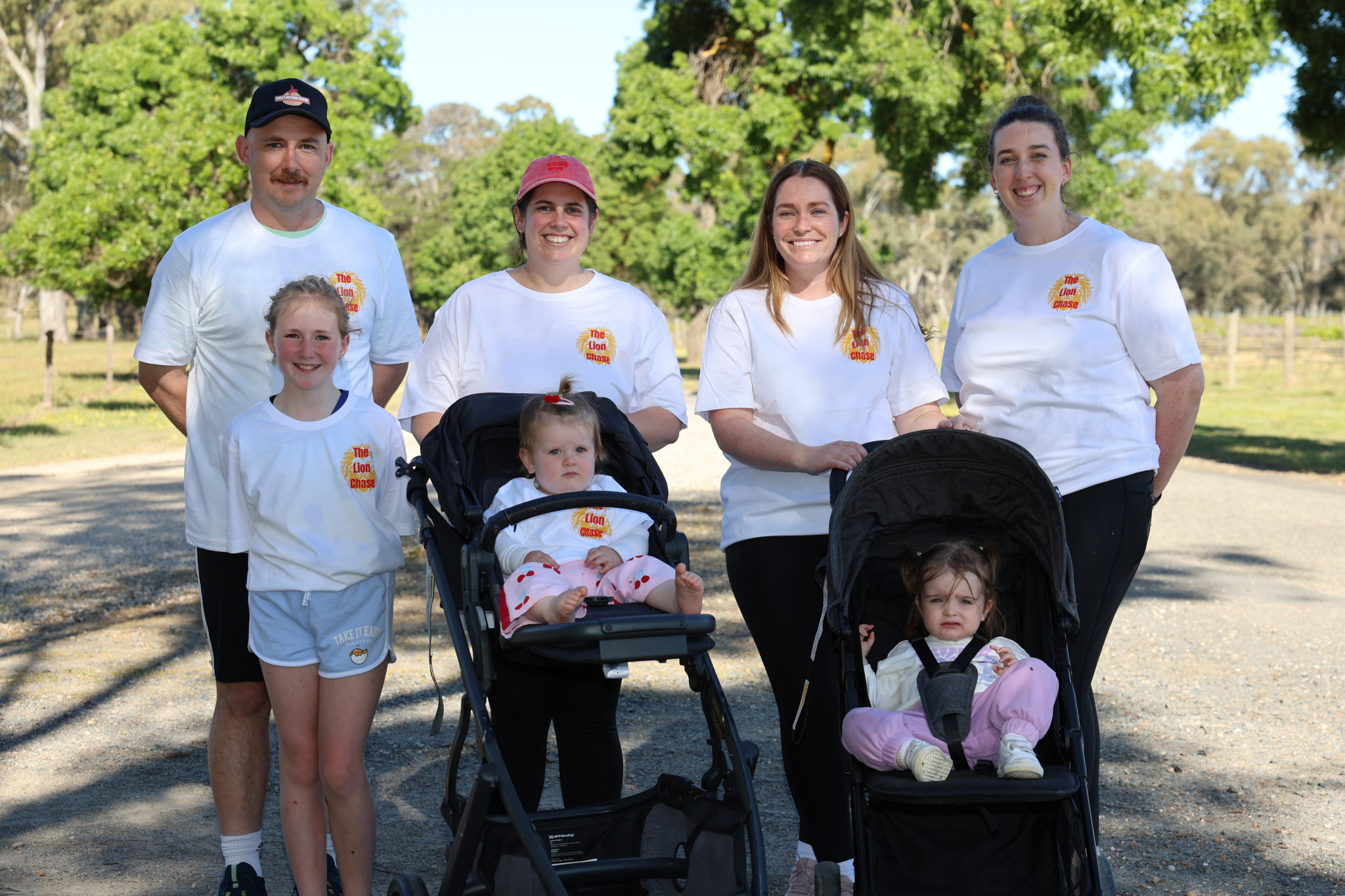 All excited for The Lion Chase are, back row from left: Josh McCartney, Kimberley Crabtree, Steff Cairns, Lily Altmann. Front row L to R: Charlotte, Daisy, Everly. The Great Western Football Netball Club change room shower facilities will be open to fun run participants who want to freshen up and stay in town for the following Twilight Market.