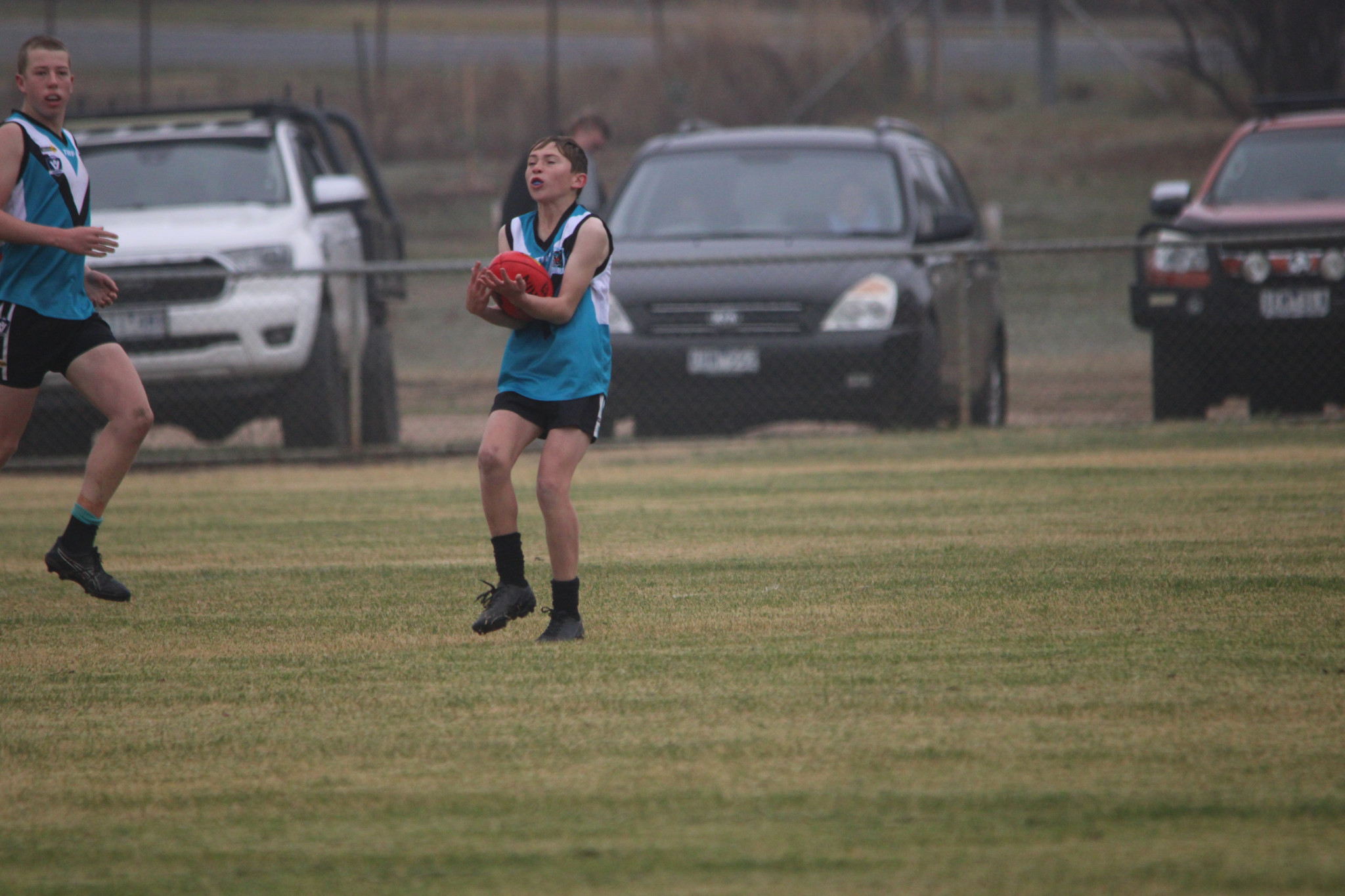 Paddy Price (Pumas) takes an uncontested chest mark on the forward fifty. PHOTO: CHRIS GRAETZ