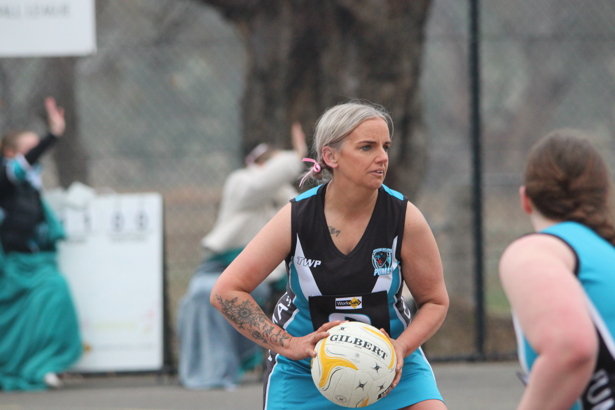 Shayna Dahlstrom (Pumas) played well in the centre and also at goal defence. PHOTO: CHRIS GRAETZ