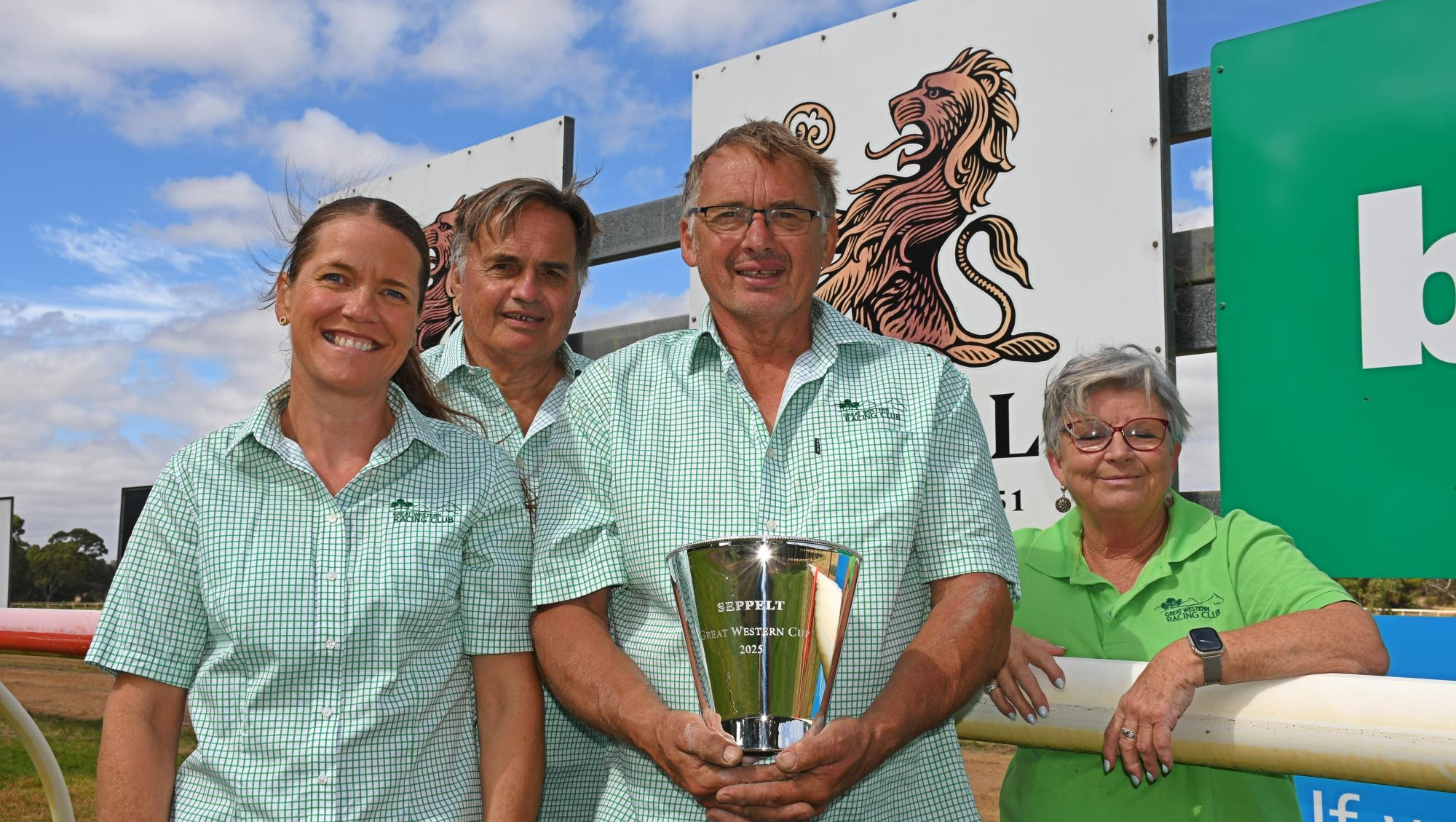 Great Western Racing Club manager Penny Penfold, left, club secretary Michael Barry, president Carl Barry, and committee member Jill Baker. Picture by Ben Fraser