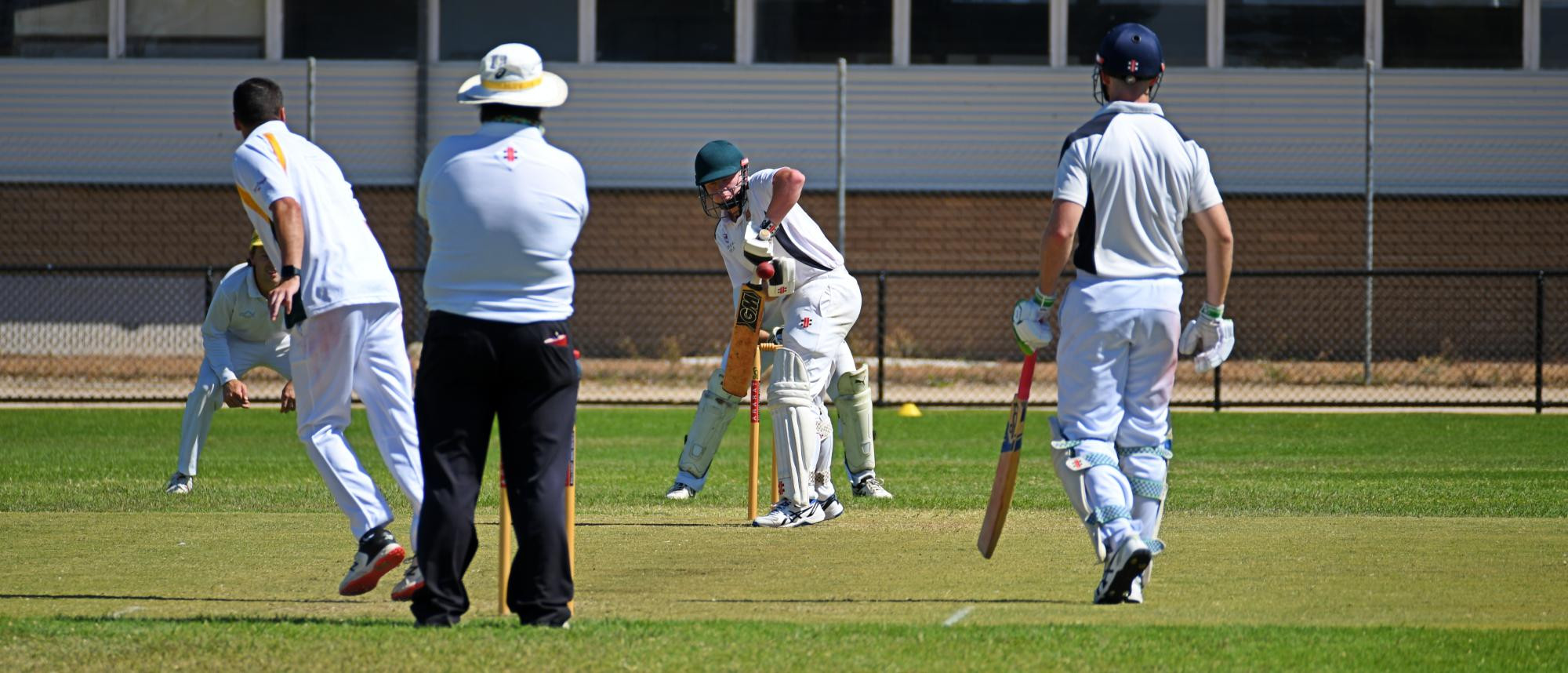 Pomonal’s Lane Jackson navigates a bouncy delivery from St Andrews’ Vincent Hamman during the Grampians Cricket Assocation’s round 13 contest. Picture by Ben Fraser