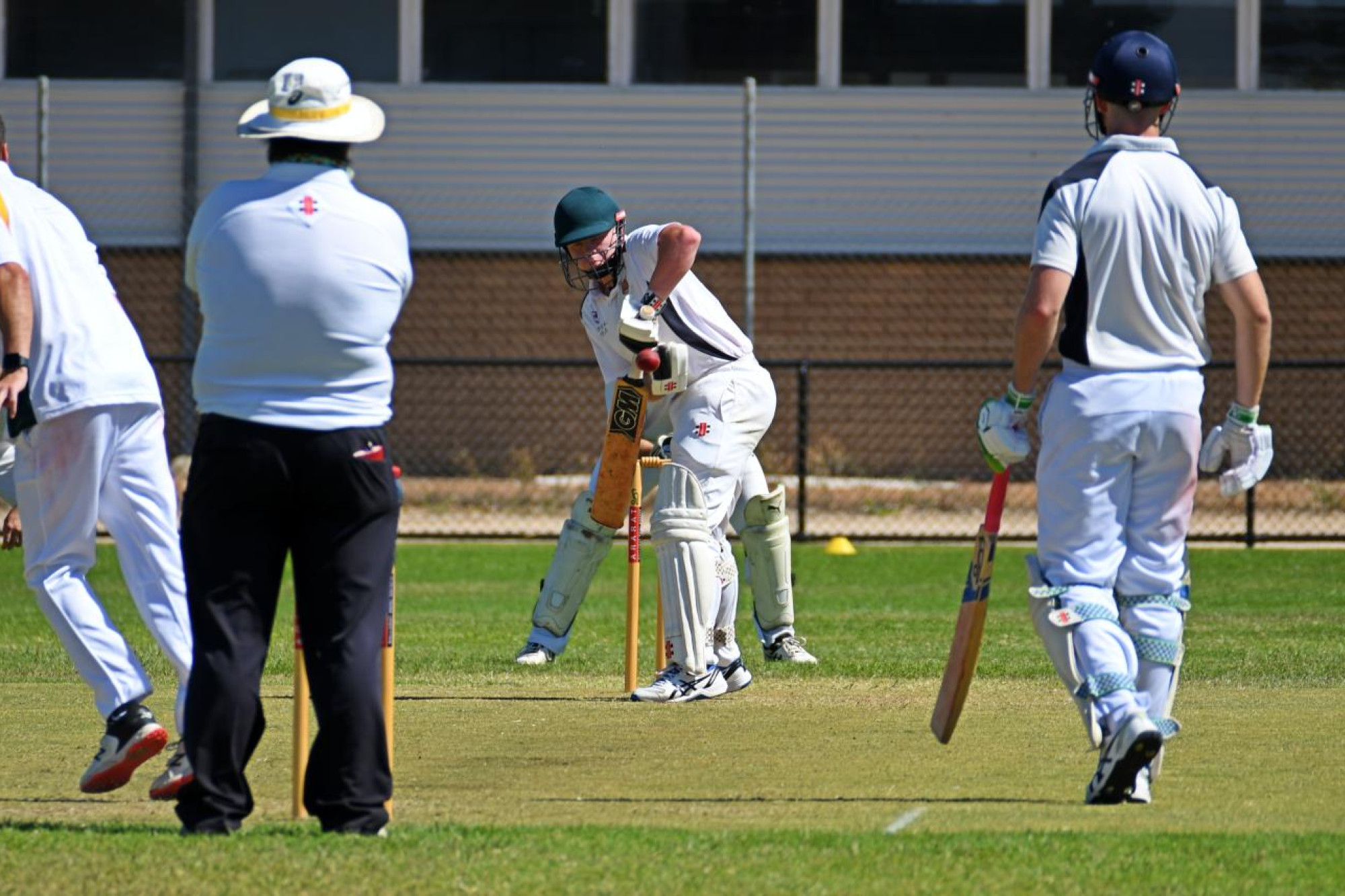 Pomonal's Lane Jackson navigates a bouncy delivery from St Andrews' Vincent Hamman during the Grampians Cricket Assocation's round 13 contest. Picture by Ben Fraser