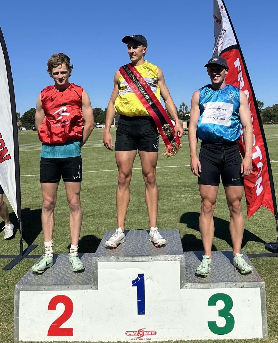 Patrick Martin got used to the top step on the dais at the Frankston Gift winning both the 70m and 100m titles. Picture supplied